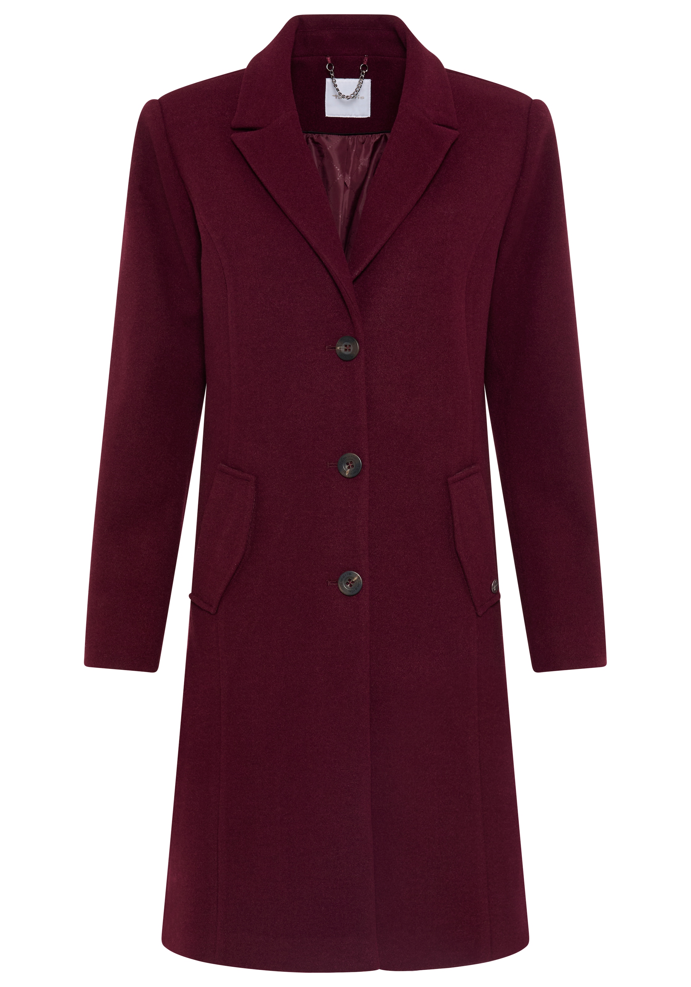 Tamaris Manteau long coupe ajustée, col à revers et boutons, idéal pour la mi-saison