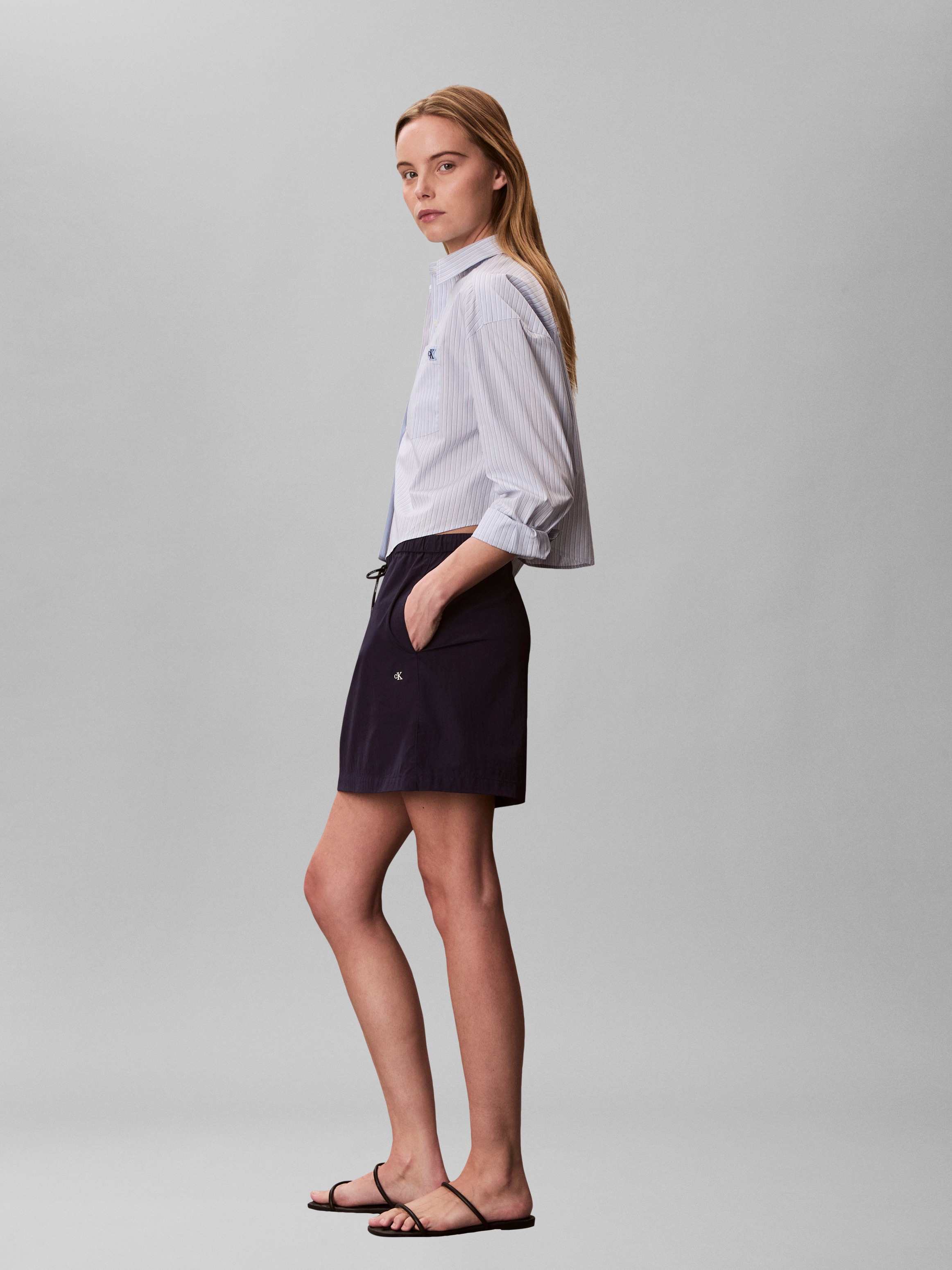 Calvin Klein Jeans Hemdbluse »COTTON POPLIN CROPPED« Regular fit mit normalem Hemdkragen