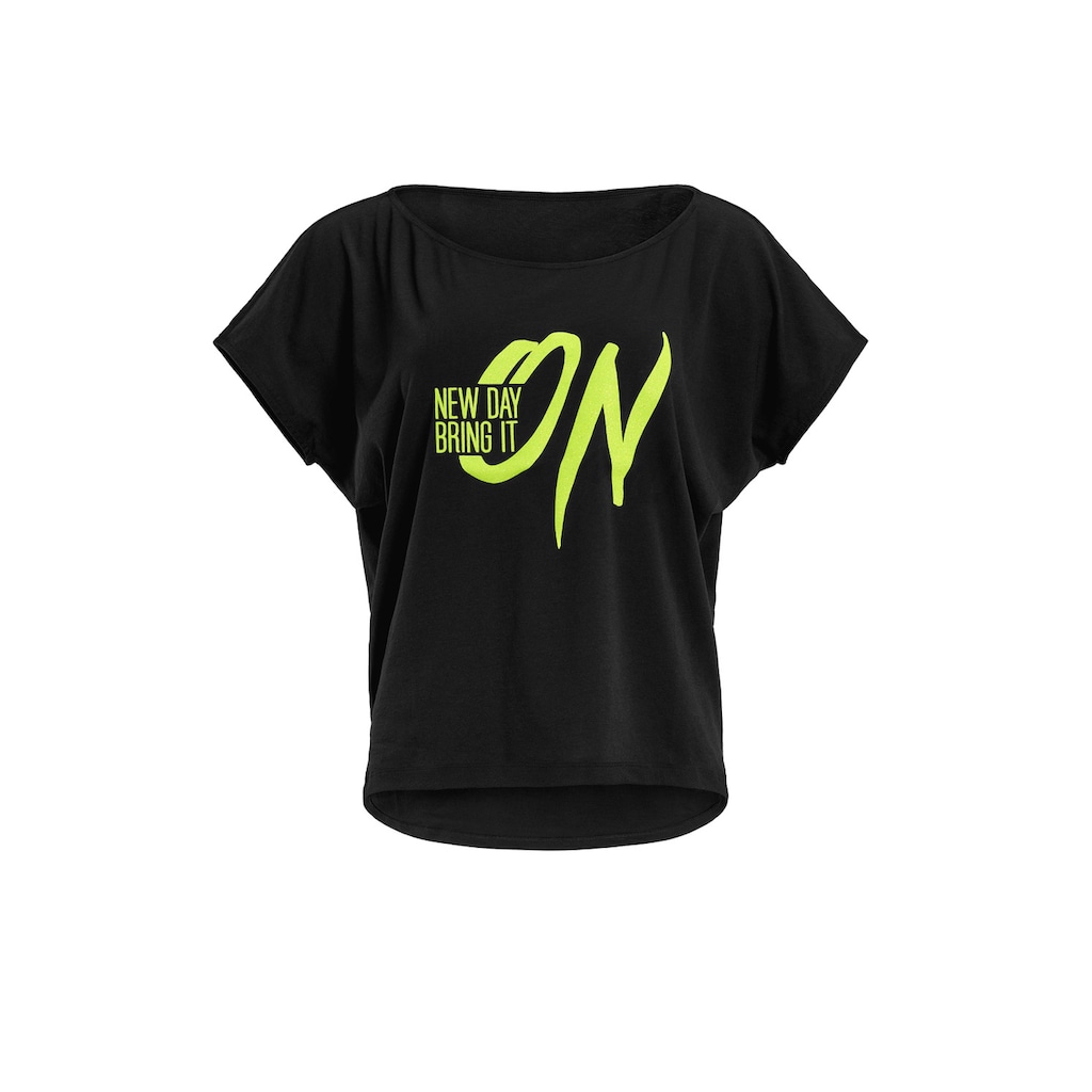 Winshape Oversize-Shirt »MCT002 ultra leicht«, mit Neon gelbem Glitzer-Aufdruck
