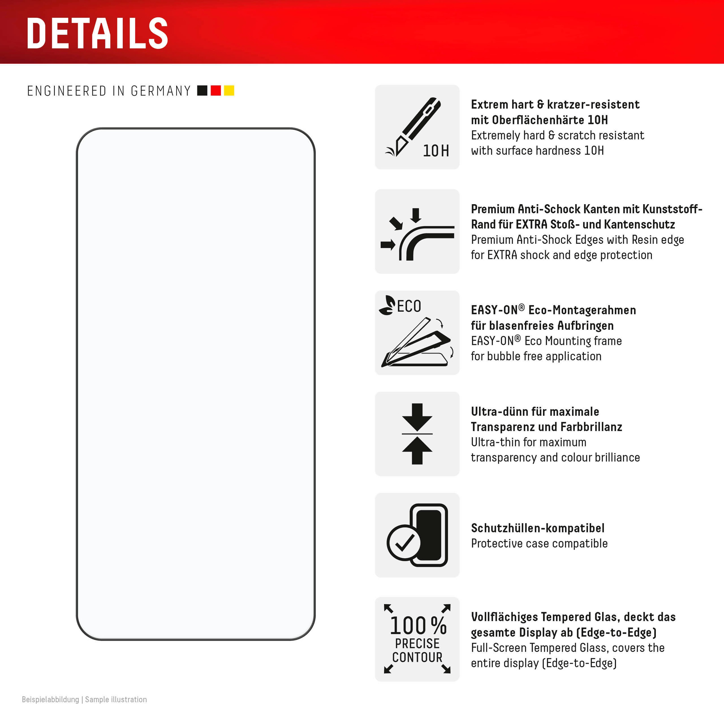 Displex Verre de protection d'écran »Real Glass FC« für Samsung Galaxy S24+;Samsung Galaxy S25+ film de protection d'écran, résistant aux rayures 10H, incassable
