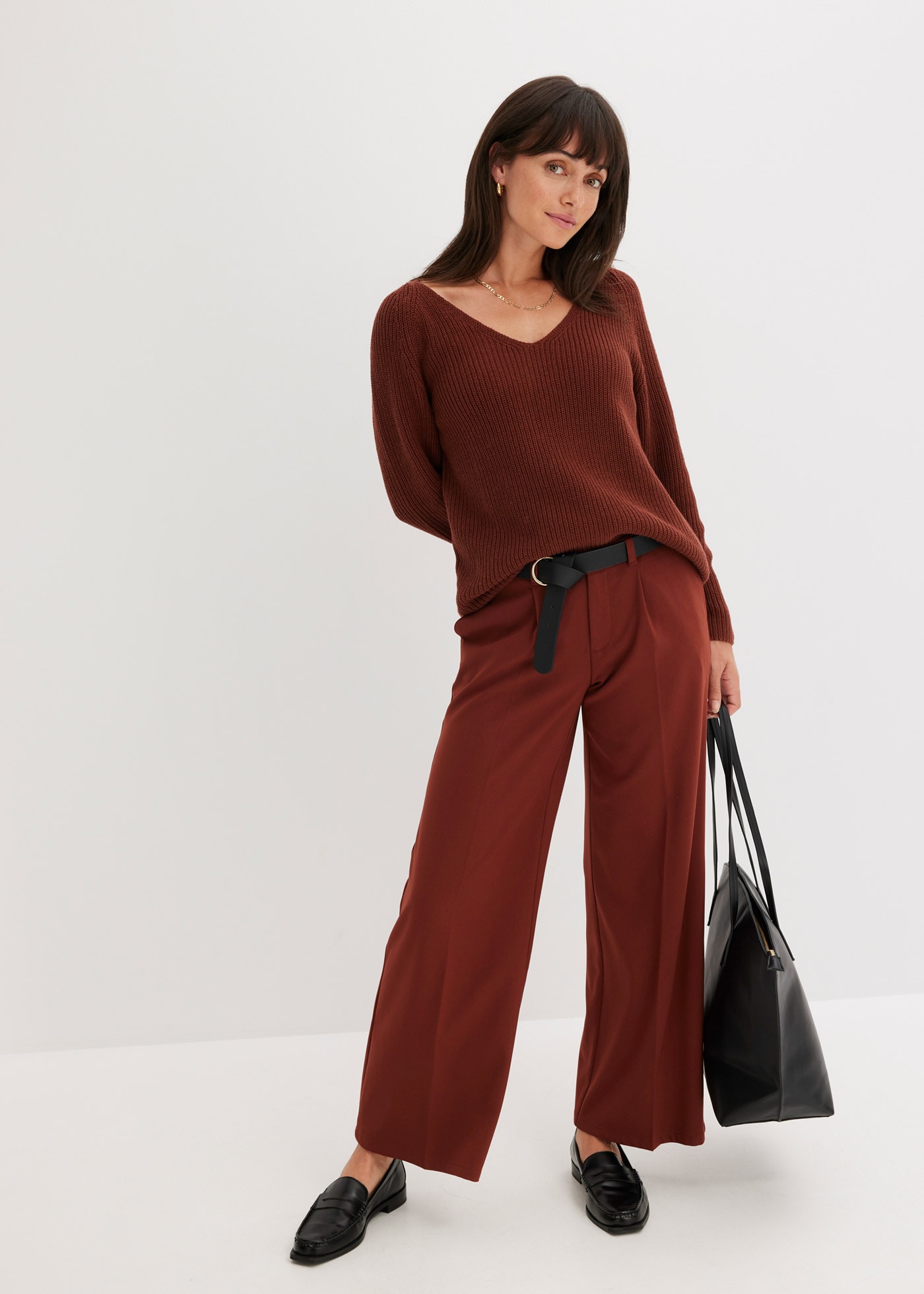 bonprix Strickpullover »Gerippter Pullover aus reiner Baumwolle« aus reiner Baumwolle