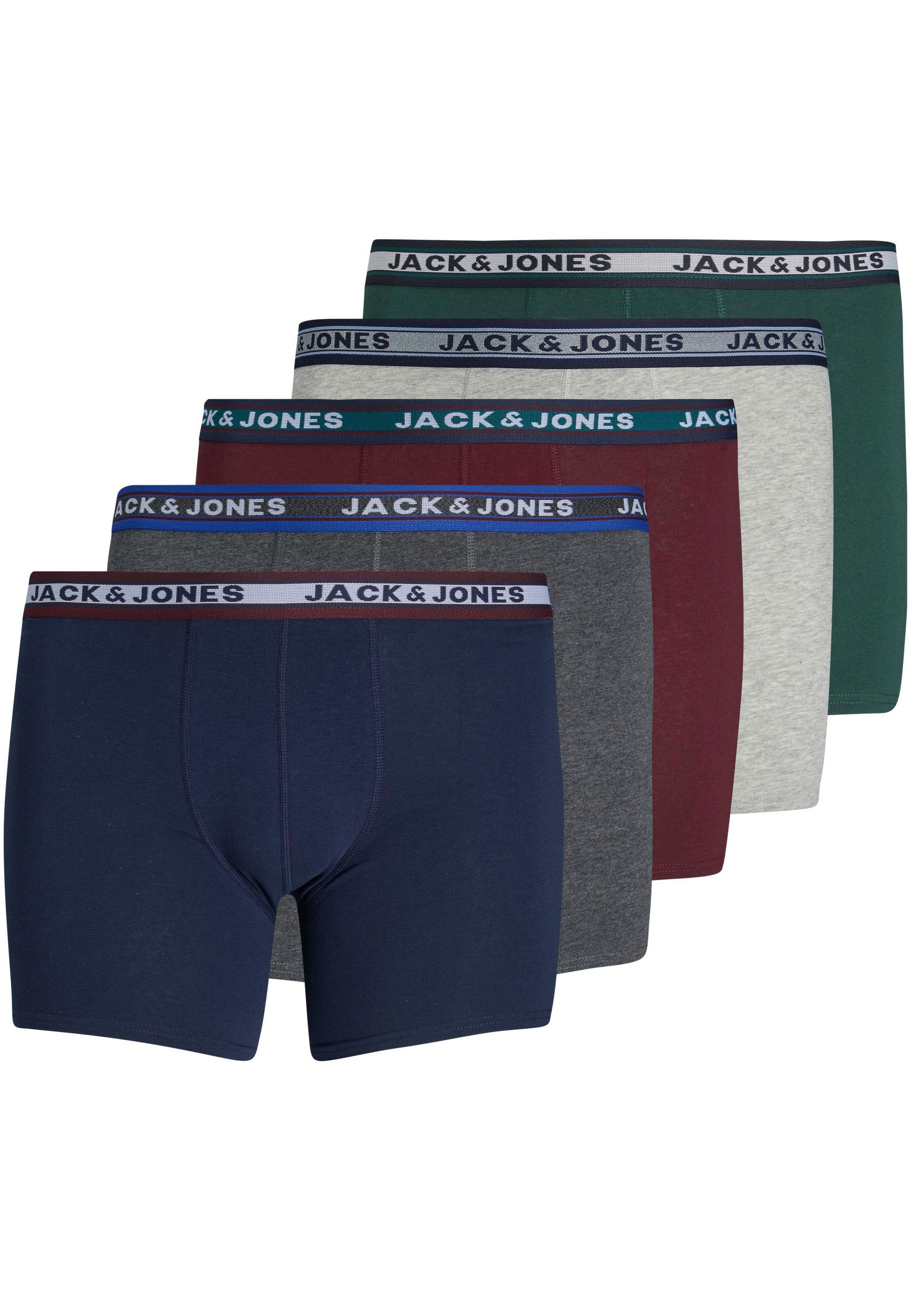 Image of Jack & Jones PlusSize Boxershorts "JACOLIVER mit elastischem Bund und Stretch" Packung, 5 Stk. unifarben, casual, regular fit, Baumwollmischung