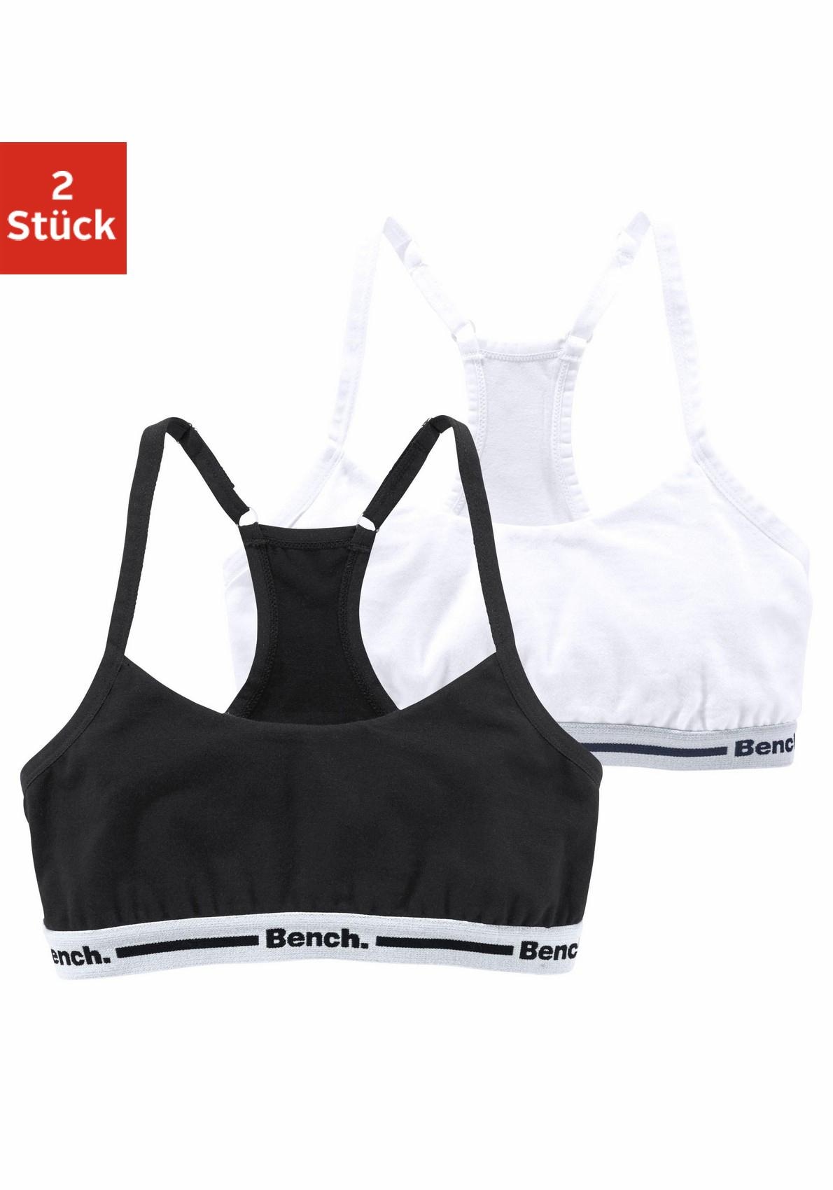 Image of Bench. Bustier Packung, 2 Stk. Bündchen mit Logoschriftzug, verstellbare Träger, Racerback