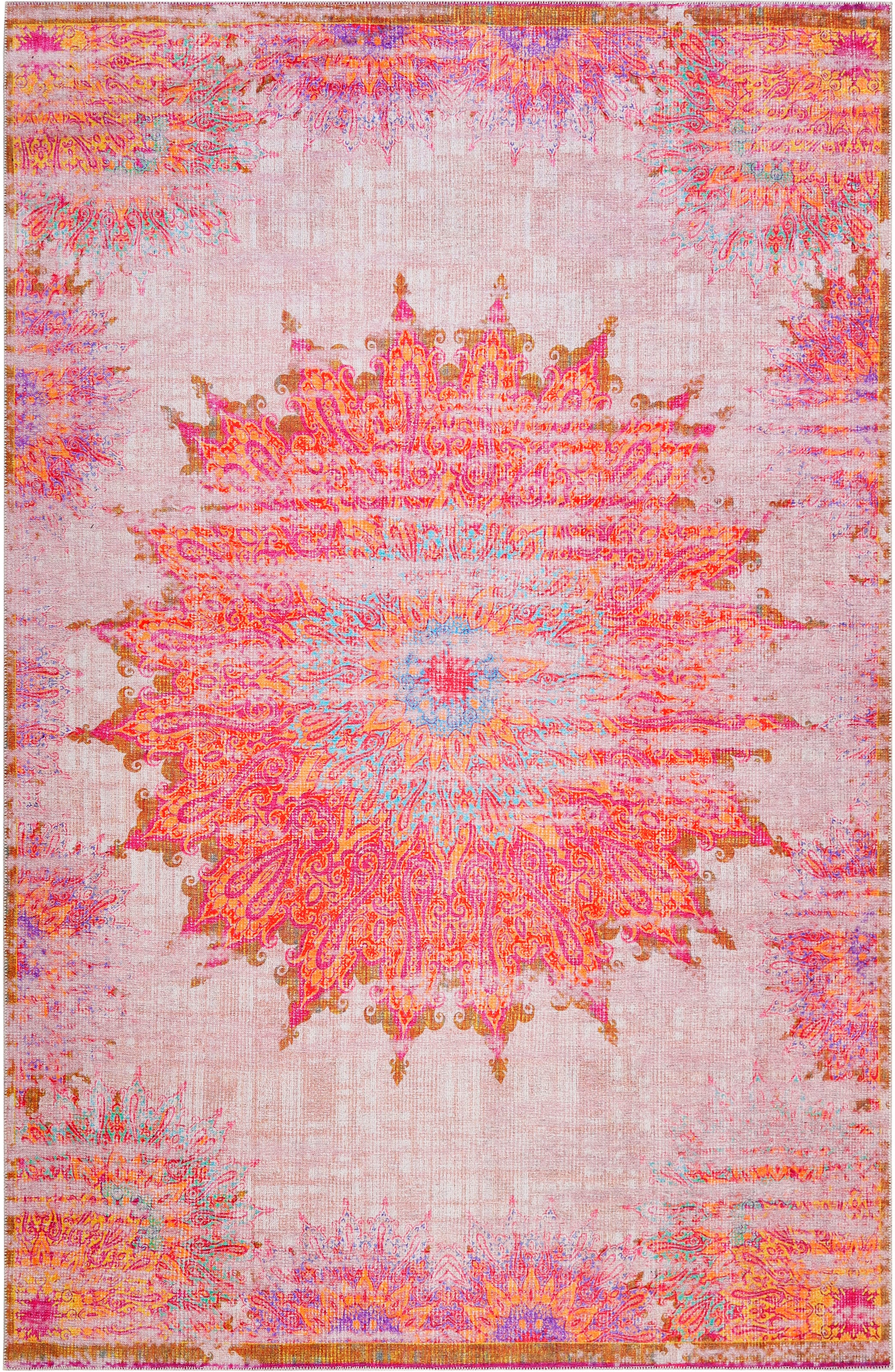 Wecon home Teppich »Sunkissed«, rechteckig, 6 mm Höhe, Vintage Look, Flachgewebe, Wohnzimmer