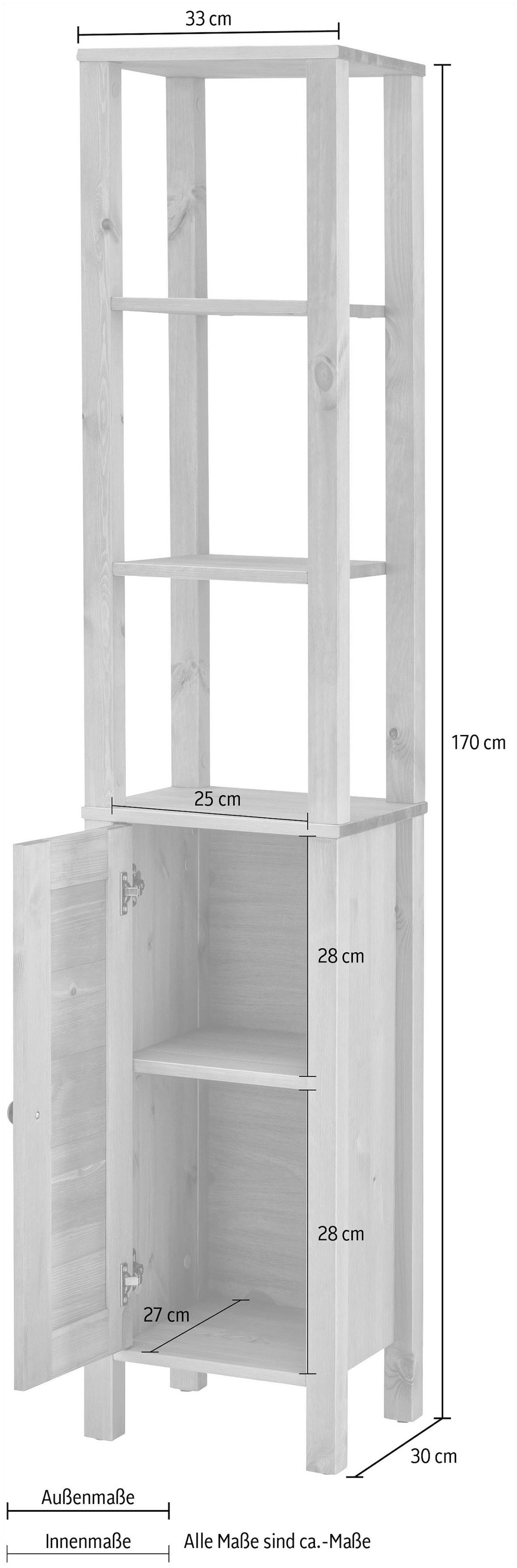GOODproduct Armoire haute »Ayanna« Badschrank aus Massivholz, FSC®,  Breite 33 cm, Höhe 170 cm