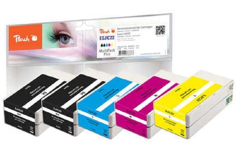 Tintenpatrone »Peach Epson SJIC22 2x BK, 1x C, M, Y«, (5 St.)