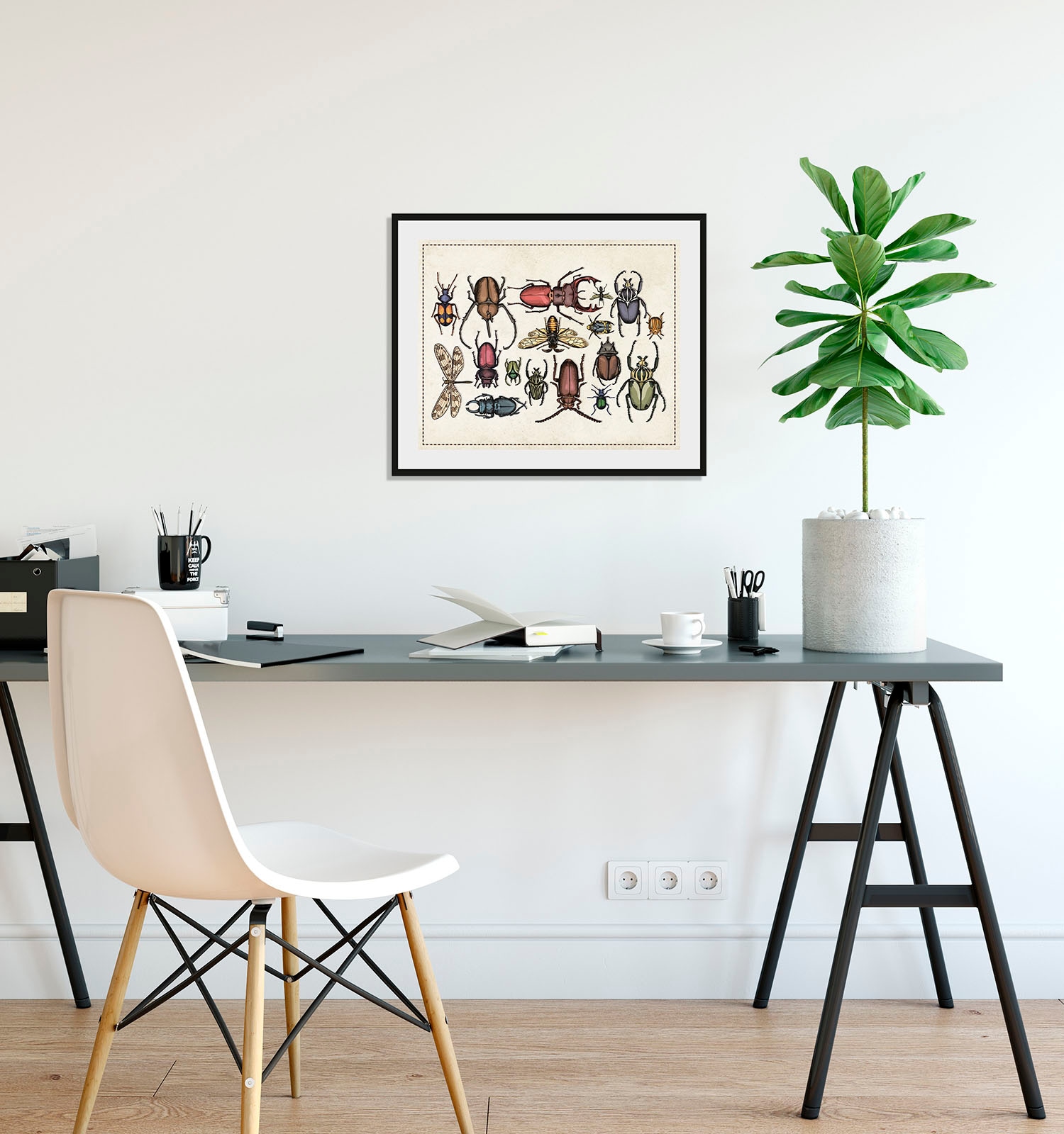 Image of queence Bild "Das Grosse Krabbeln 2" Insekten Kunst Schmetterlinge 1 Stk. tlg. HD Premium Poster-Druck inkl. Holzrahmen