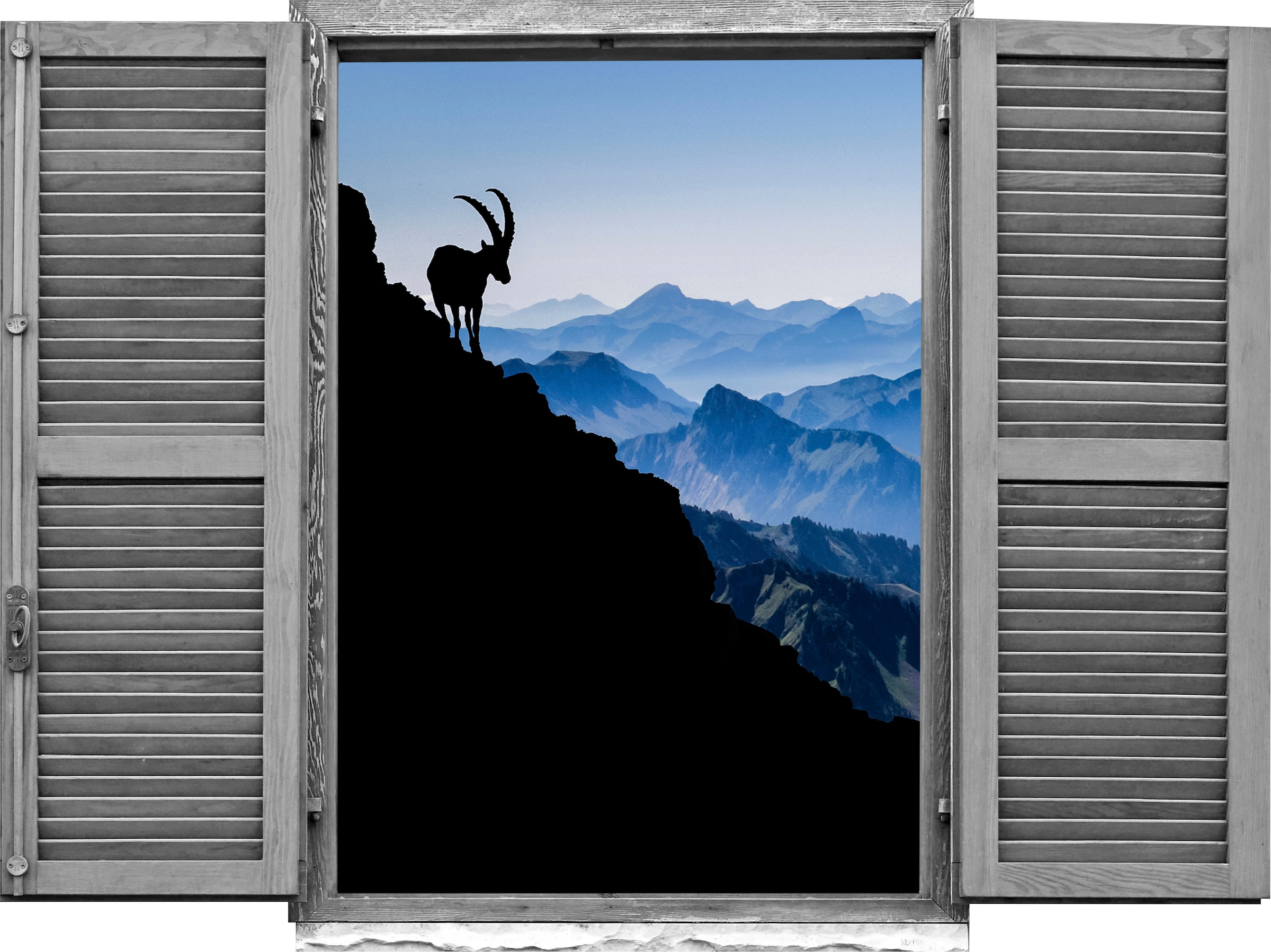 queence Autocollant mural »Steinbock« Wandsticker, Wandbild, selbstklebend, 3D, Fenster