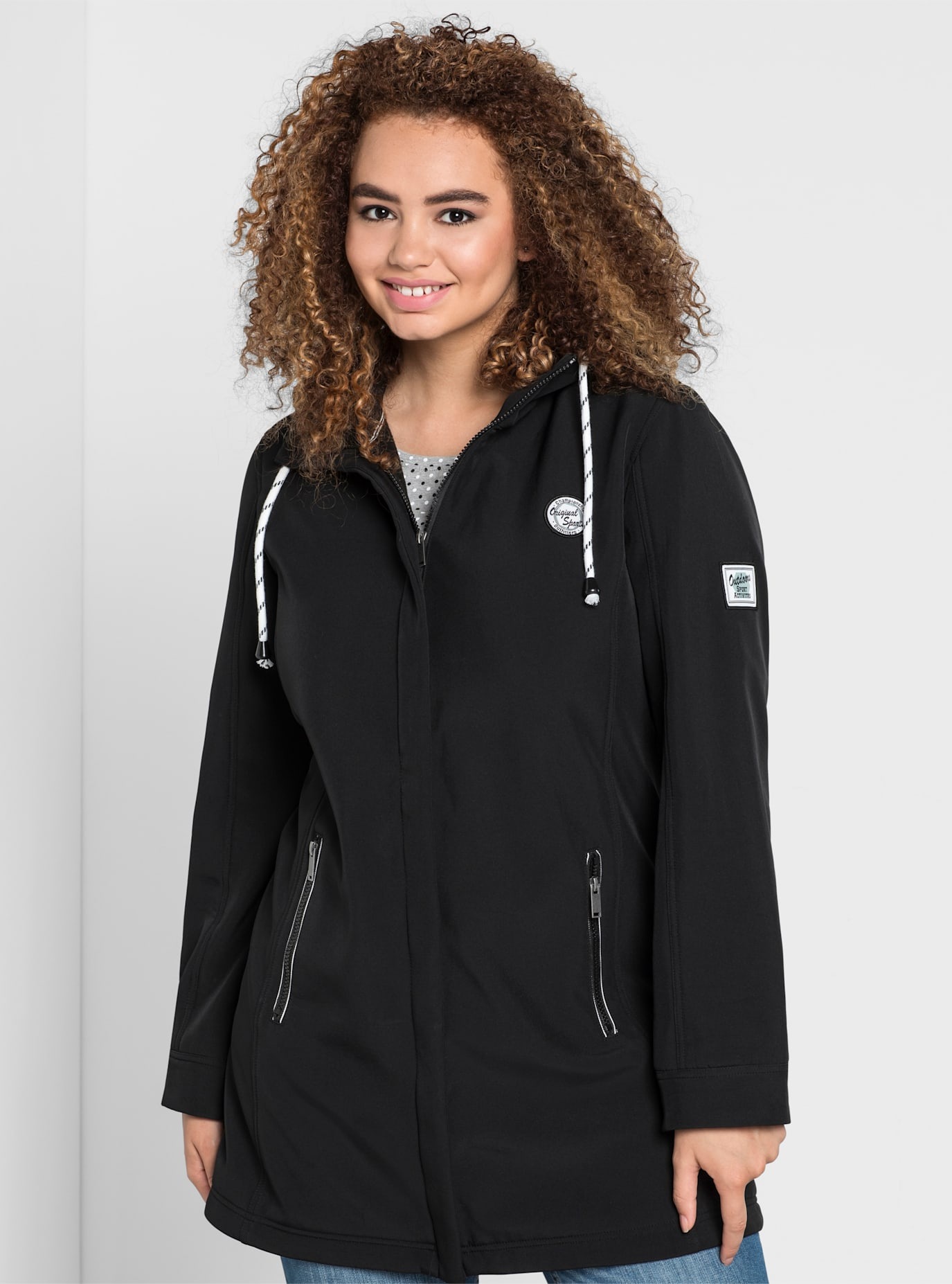 Sheego Softshelljacke, mit Kapuze