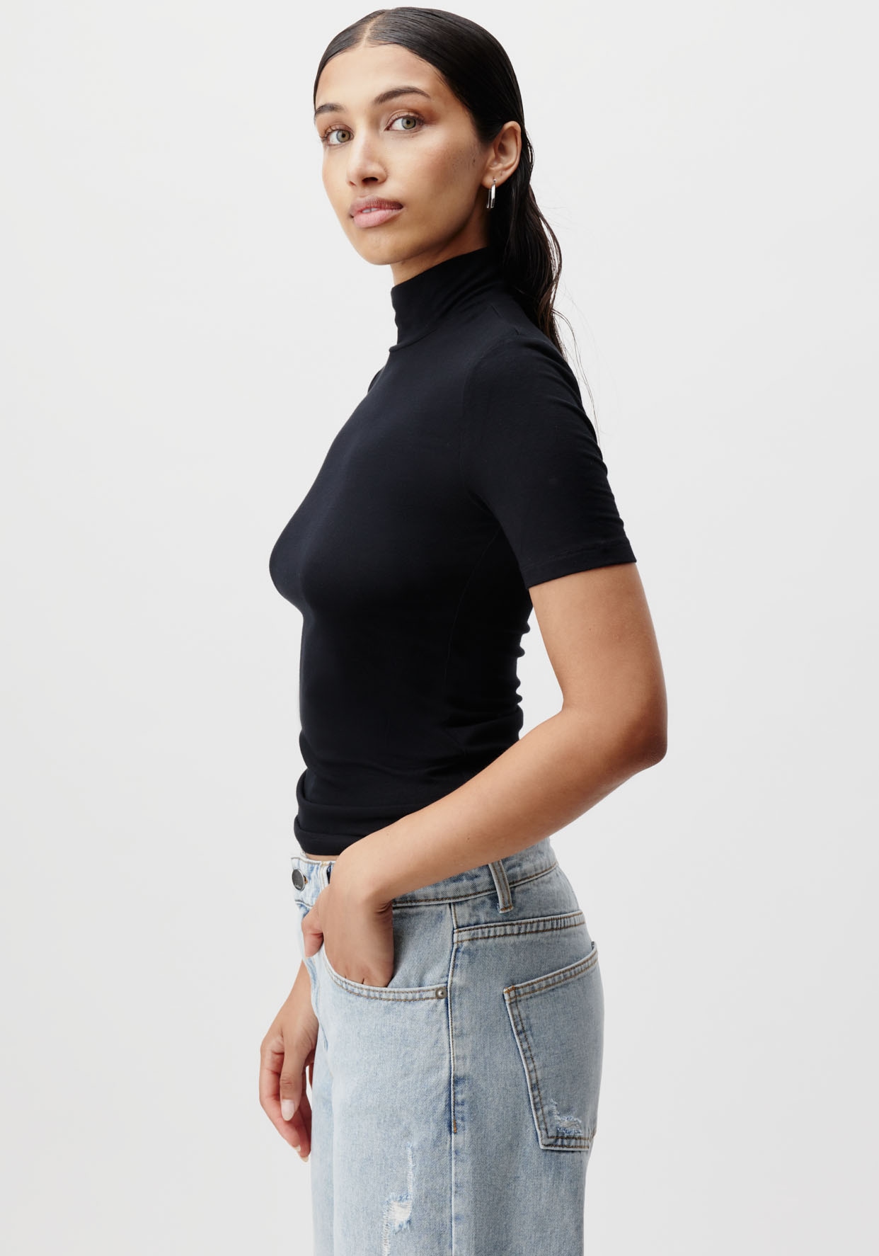 LeGer T-Shirt »Larina«, figurbetont, Stehkragen