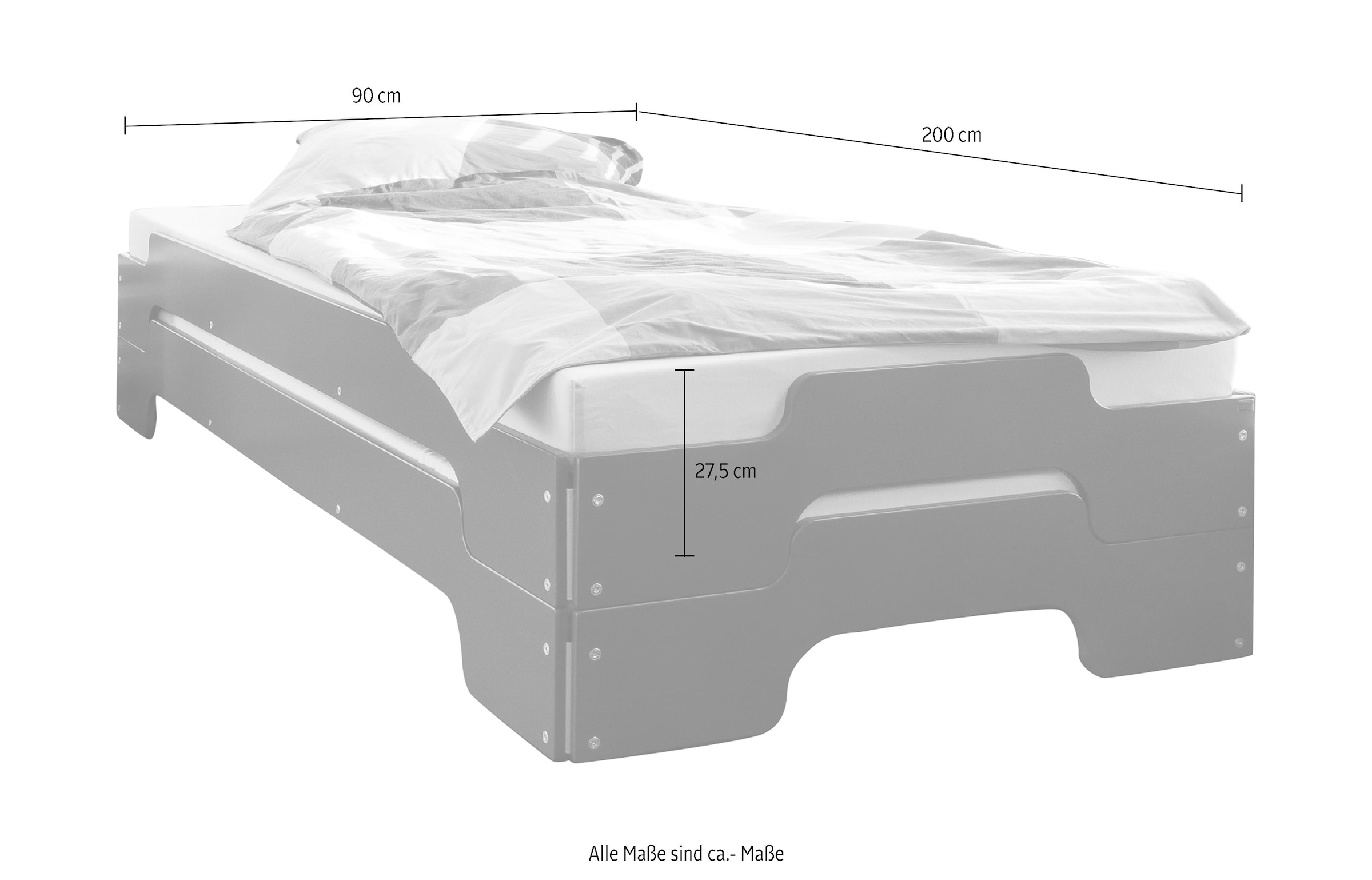 Müller SMALL LIVING Stapelbett »STAPELLIEGE Komfort (eine Liege)«, Komforthöhe 27.5 cm, ausgezeichnet mit dem German Design Award - 2019