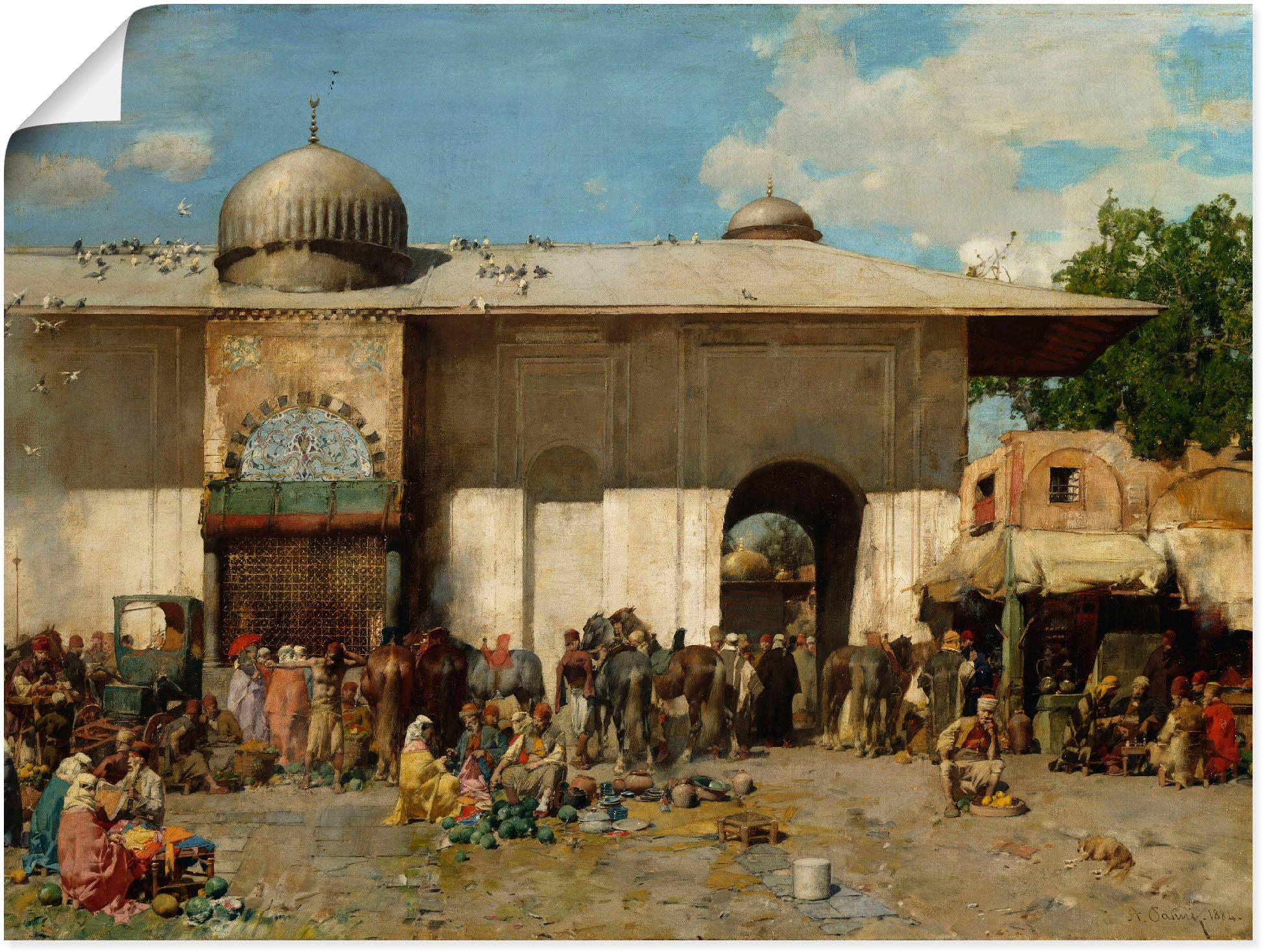 Image of Artland Wandbild »Orientalischer Markt. 1884«, Gruppen & Familien, (1 St.), in vielen Grössen & Produktarten -Leinwandbild, Poster, Wandaufkleber / Wandtattoo auch für Badezimmer geeignet bei Ackermann Versand Schweiz