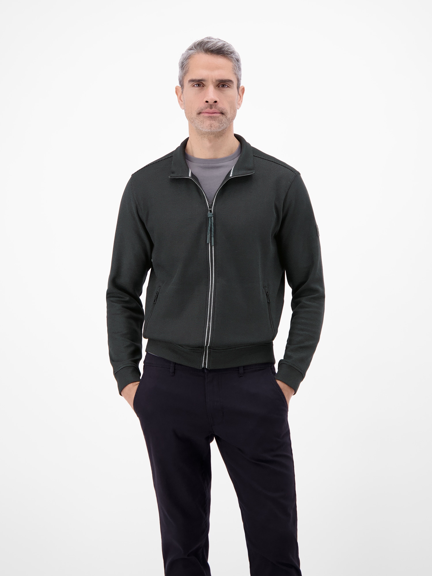 LERROS Veste sweat »Sweatjacke aus Baumwollmischgewebe« veste en mélange de coton avec fermeture éclair, col montant et poches latérales