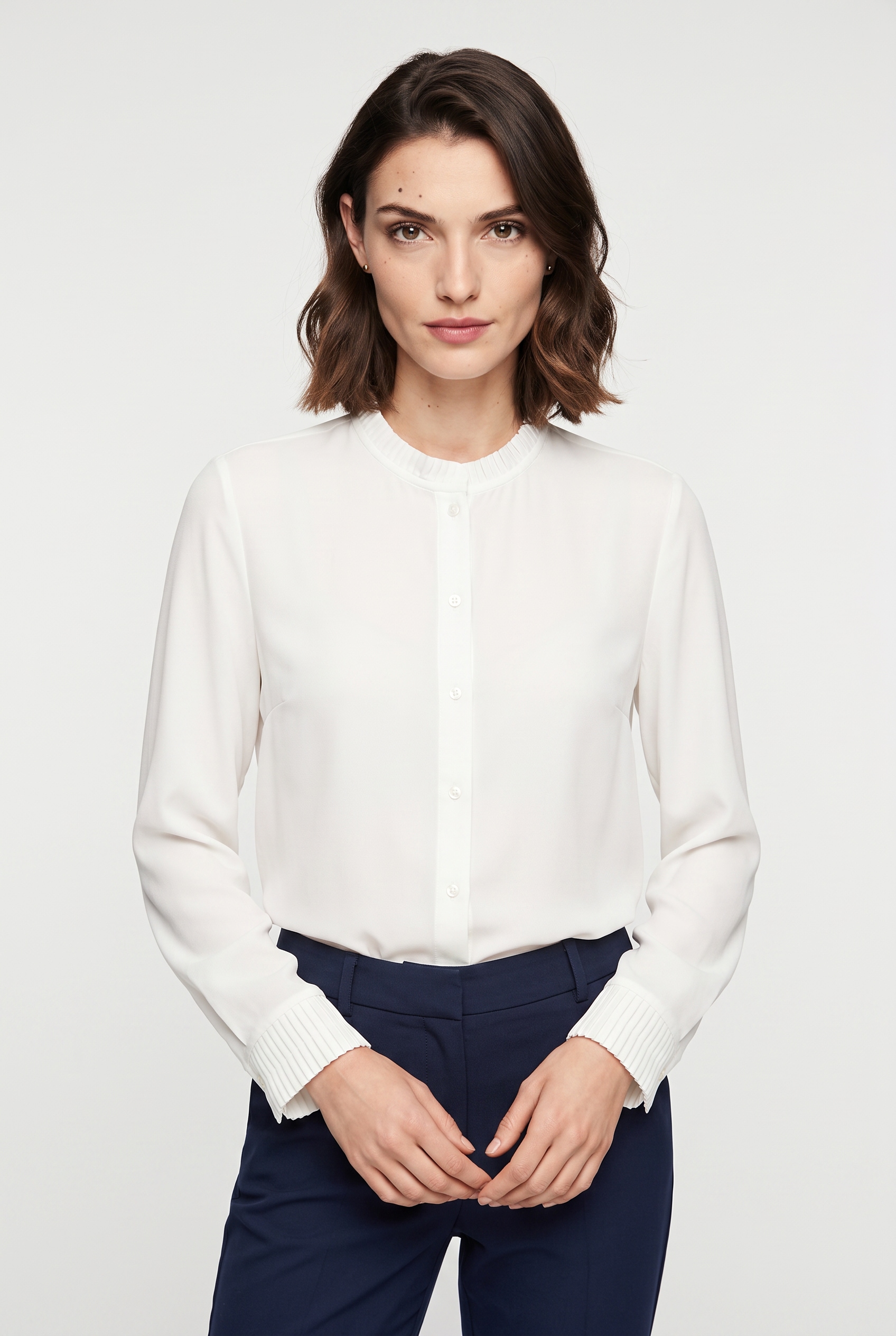Image of s.Oliver BLACK LABEL Langarmbluse mit Rüschenkragen