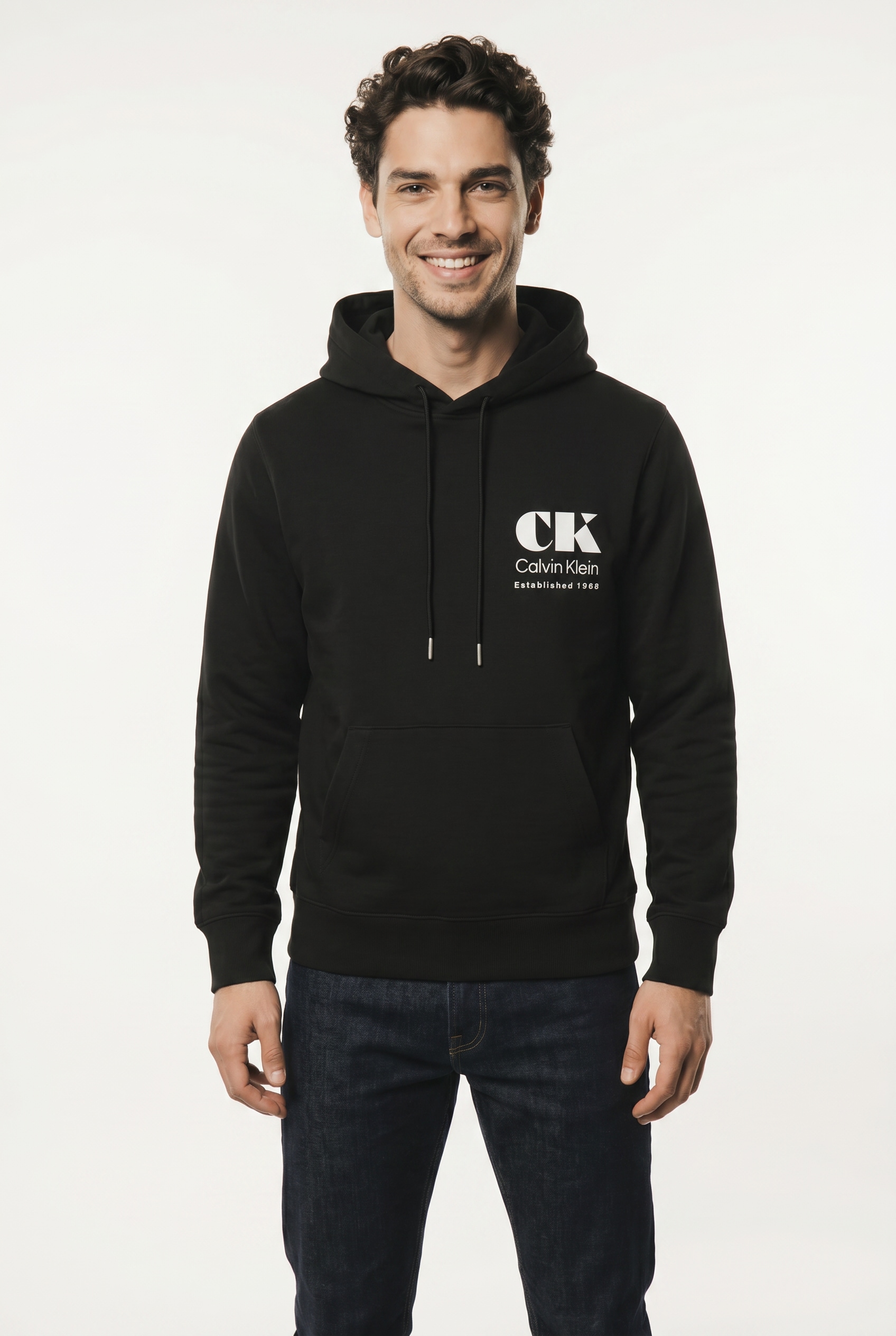 Calvin Klein Jeans Sweat à capuche , Grande impression dos, coupe régulière, coton pur
