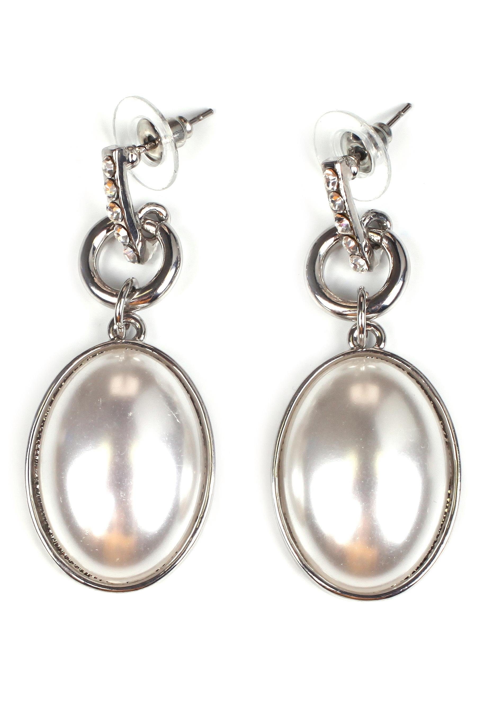 Paar Ohrstecker »im grafischen Design, oval, rund, rhodiniert«