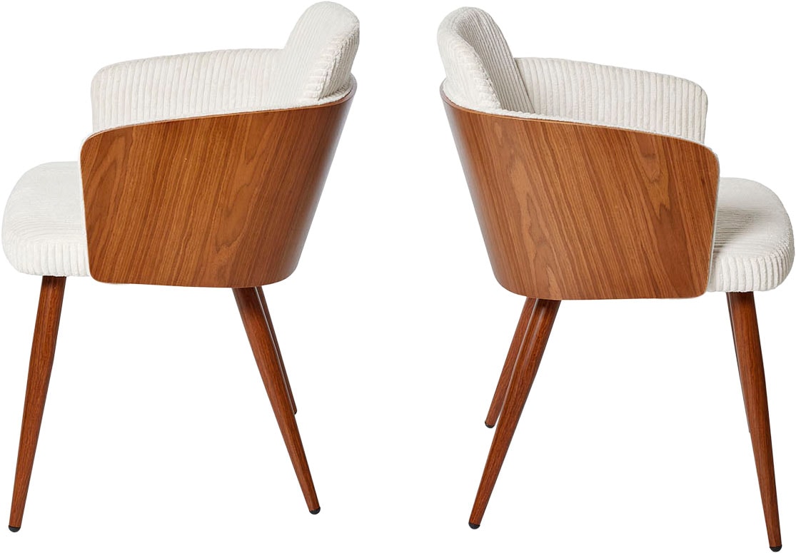 Jahnke Chaise à coque »CHIC SIT DUO« (Ensemble) 2 cuisdesign élégant, dossier en bois massif, accoudoirs, structure métal aspect bois