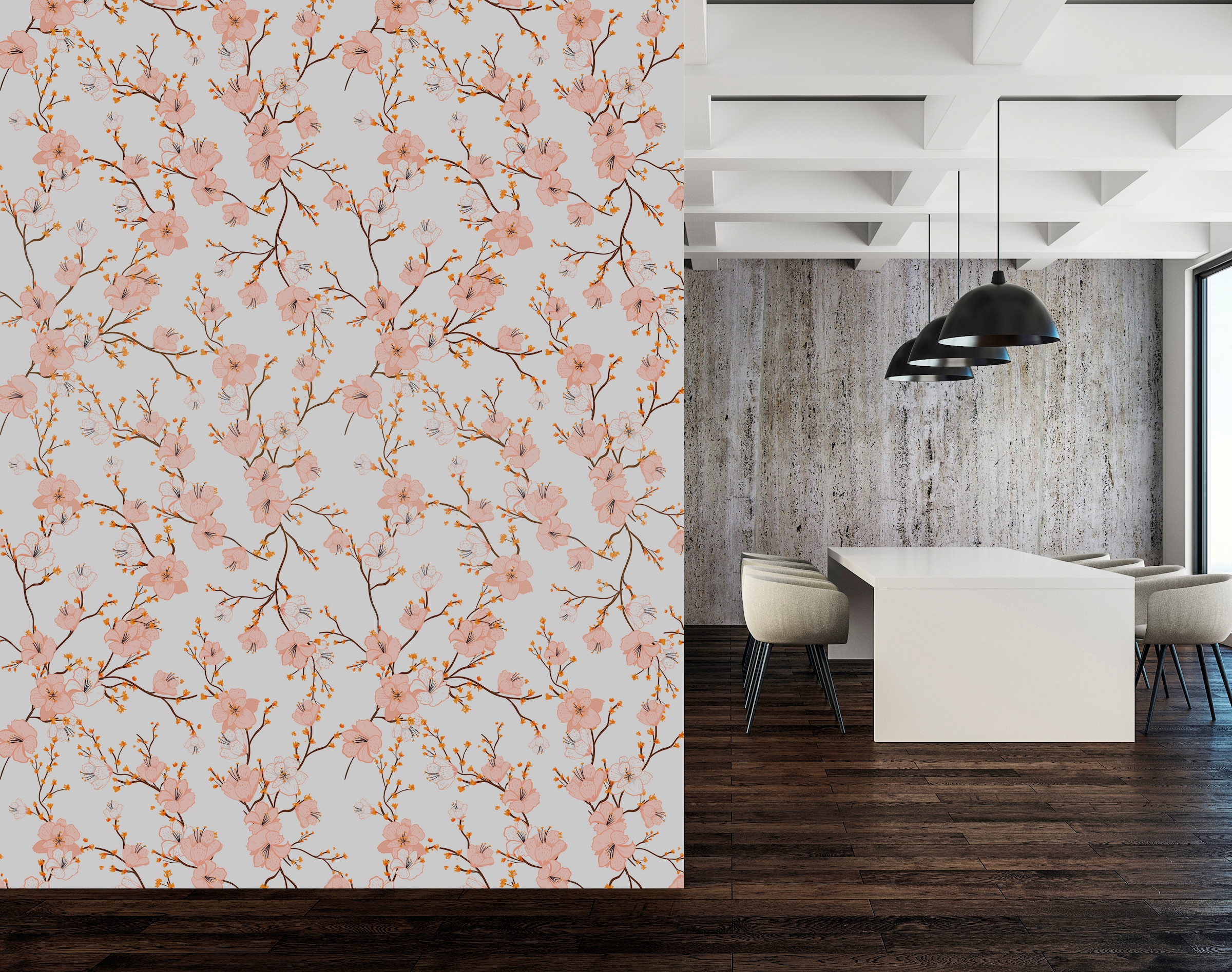 queence Vinyltapete »Reign« Motiv | bedruckt | botanisch | floral | gemustert | natürlich glatt 90x250cm, selbstklebend, kinderleichte Anbringung, , Sticker