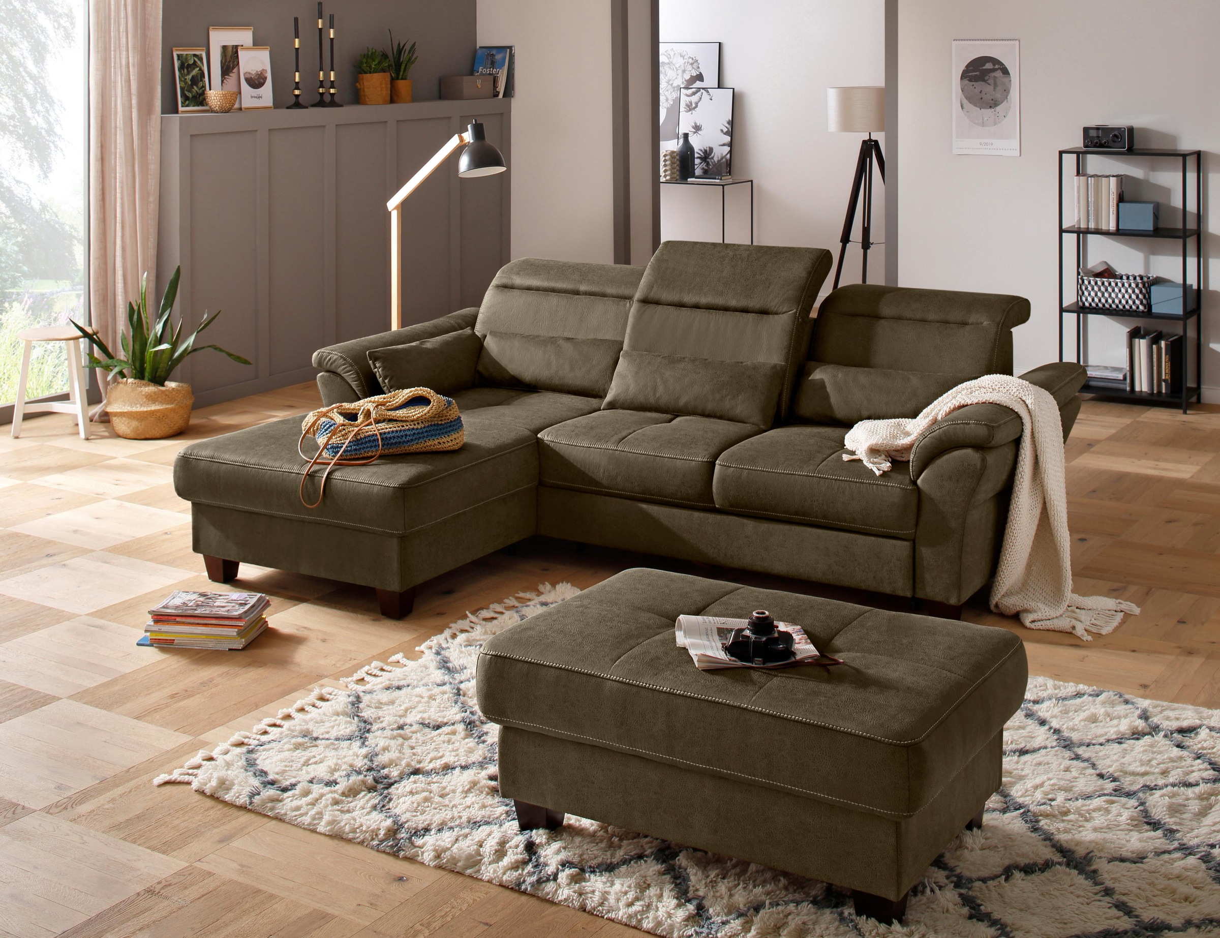 Home affaire Ecksofa »Solvei L-Form«, mit Recamierenabschluss und Sitztiefenverstellung