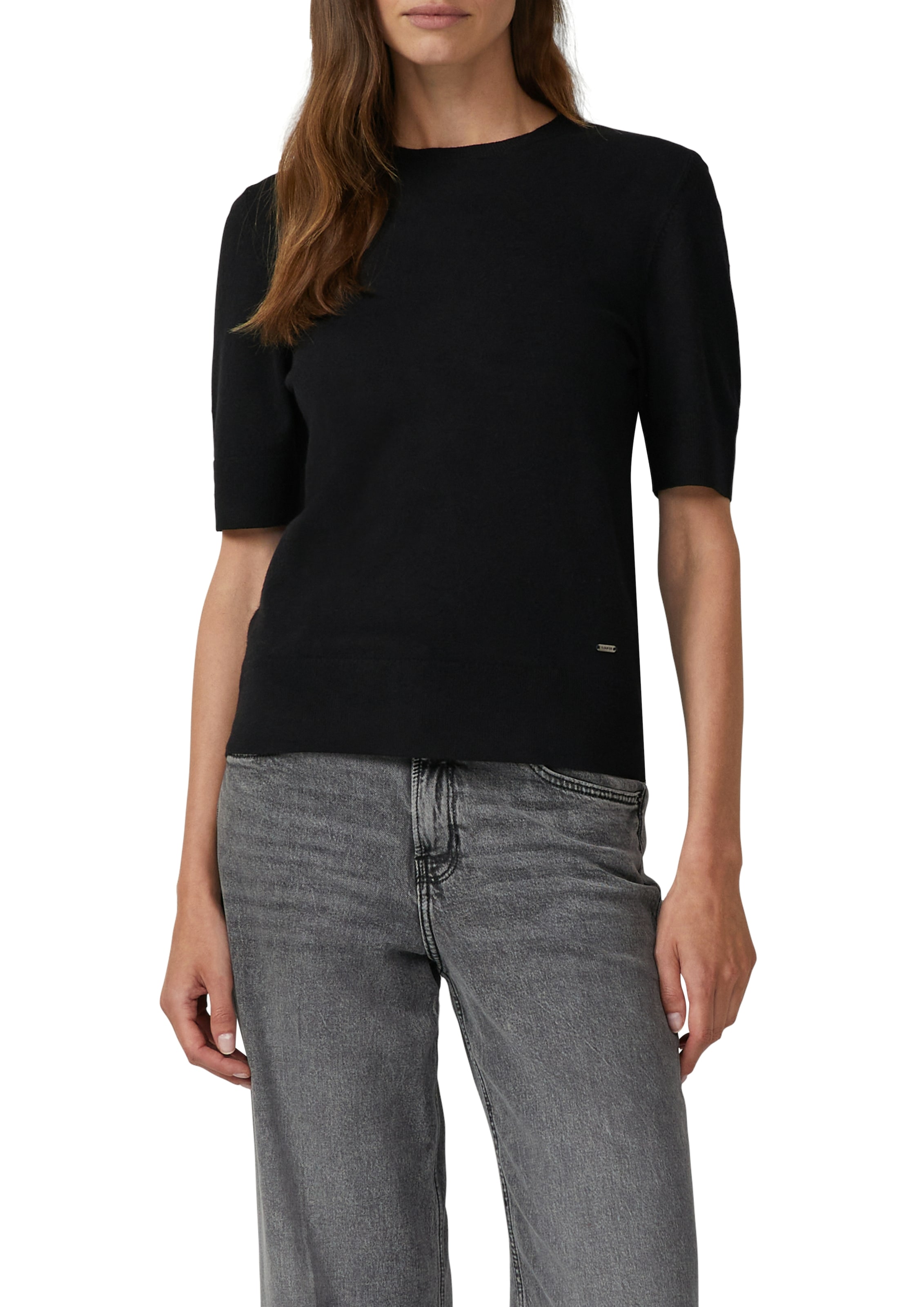 Image of s.Oliver Kurzarmpullover mit Logo Stickerei