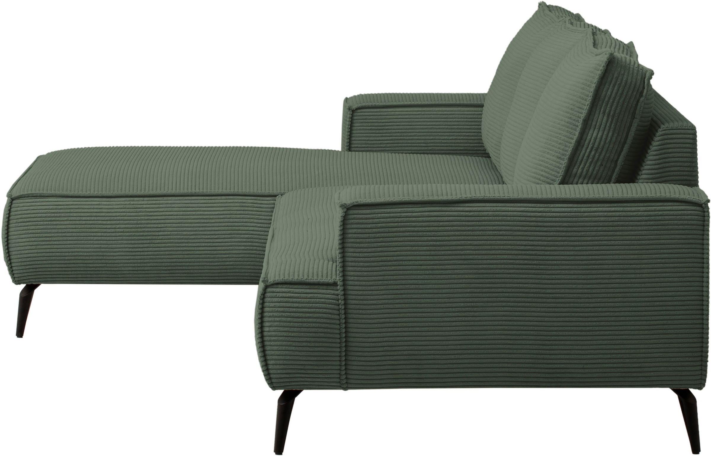 andas Ecksofa »TVINNU, L-Form, 275cm, in Cord und Flachgewebe«, wahlweise Recamiere rechts/links, schwarze Füsse, bequemer Sitzkomfort
