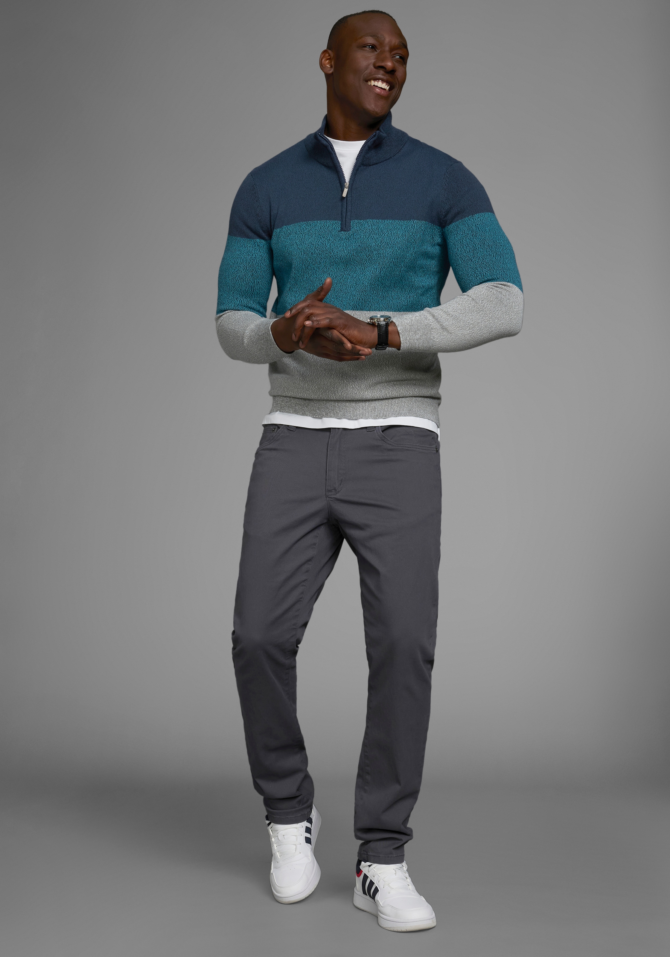 Man's World Troyer »Bis Grösse 5 XL«, mit Blockstreifen