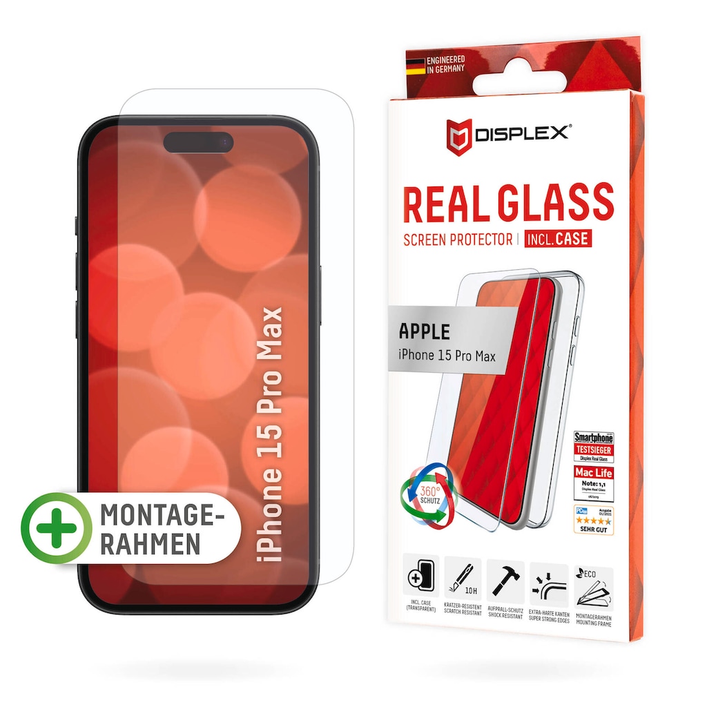Displex Displayschutzglas »Real Glass + Case«, für Apple iPhone 15 Pro Max