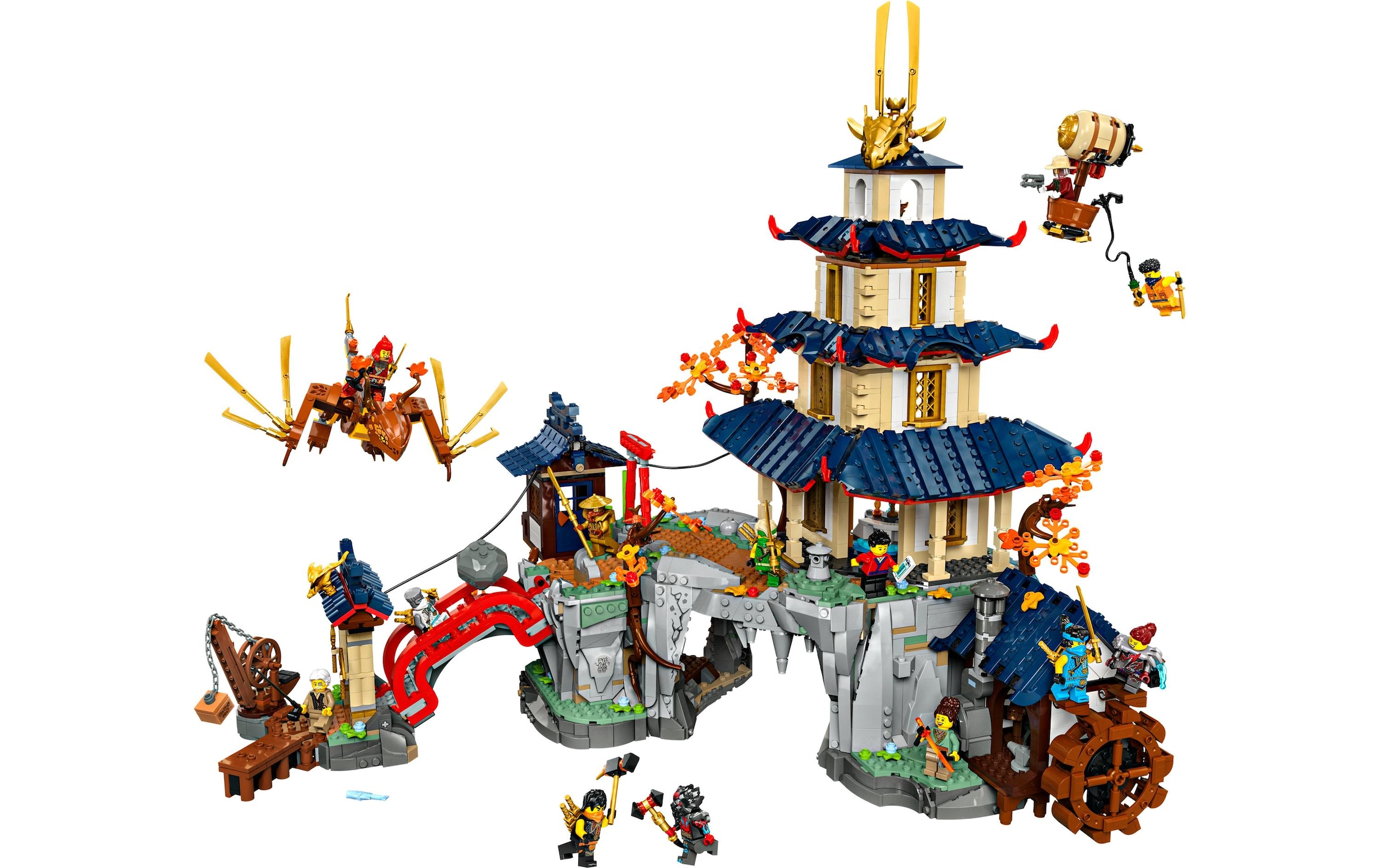 LEGO® Spielbausteine »Ninjago Turnier-Tempelstadt 71814«, (3489 St.), Interaktives Ninja-Spielset mit drehbarer Wassermühle