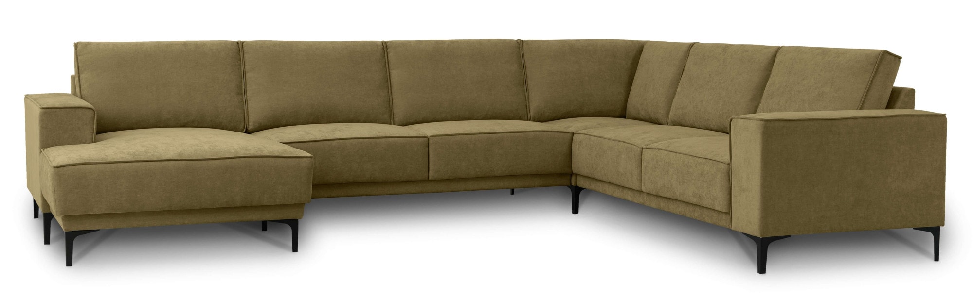 Places of Style Wohnlandschaft »XXL Sofa Oland, Struktur, Flachgewebe, Luxus-Microfaser, Boucle«, U-Form, 342 cm, Wellenunterfederung, Skandi-Design, Metallfüsse
