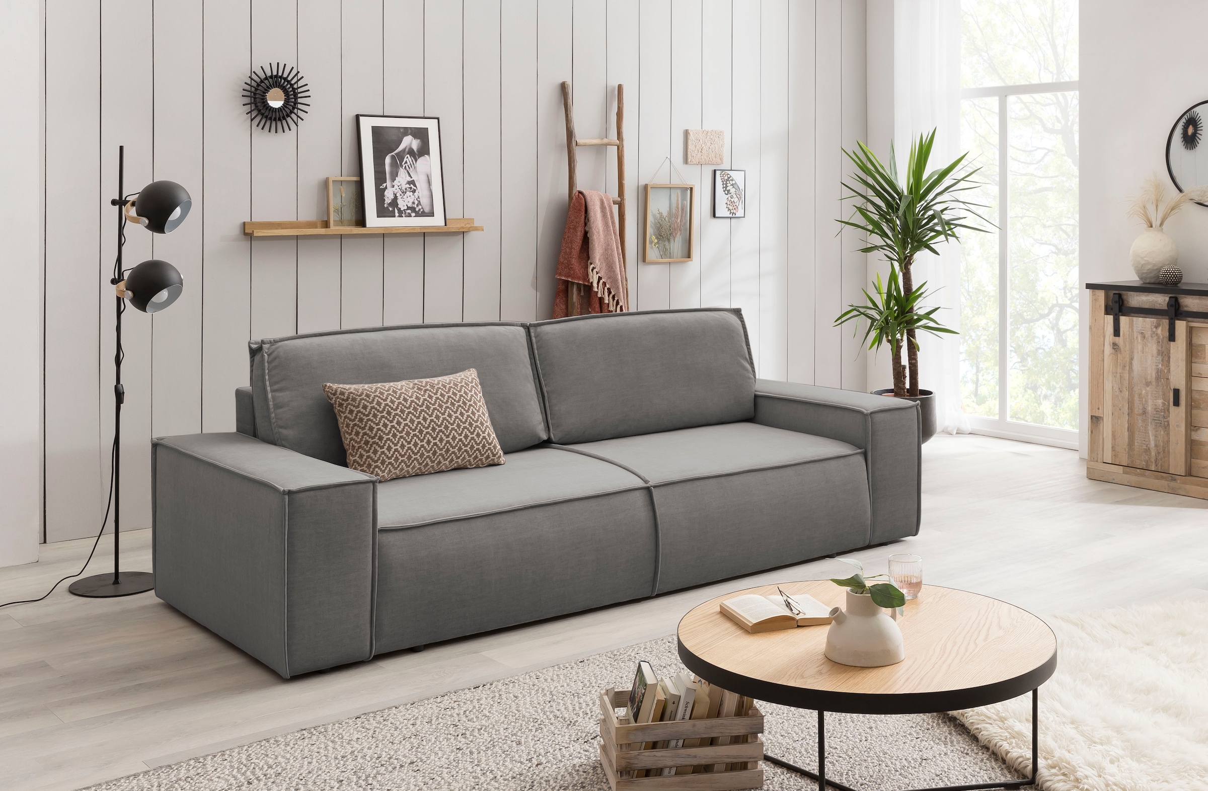 GOODproduct 3-places »SHERWOOD Samtvelours Schlafsofa (257cm)« fonction couchage avec coffre (env. 136/200cm)