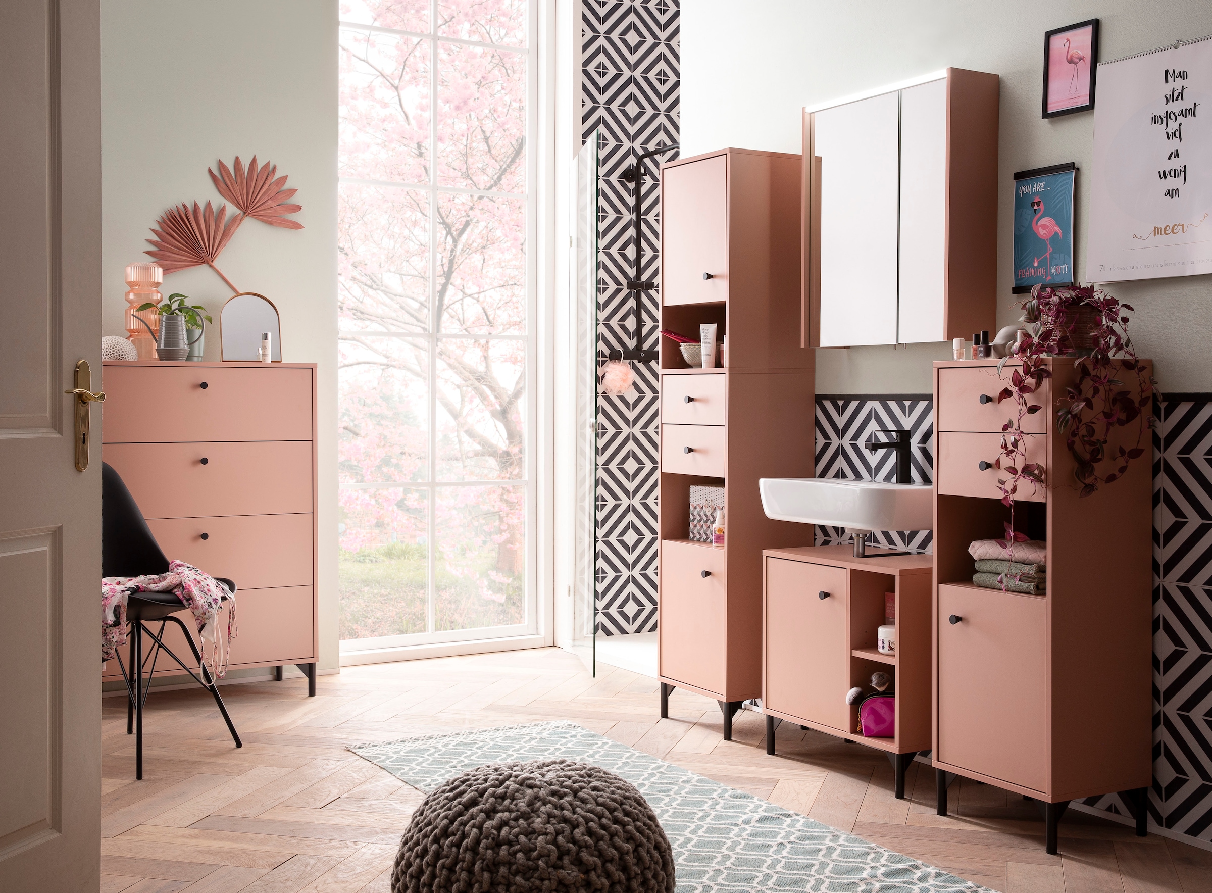 Schildmeyer Midischrank »Smash, Breite 40 cm«, Apricot Dekor, wechselbarer Türanschlag