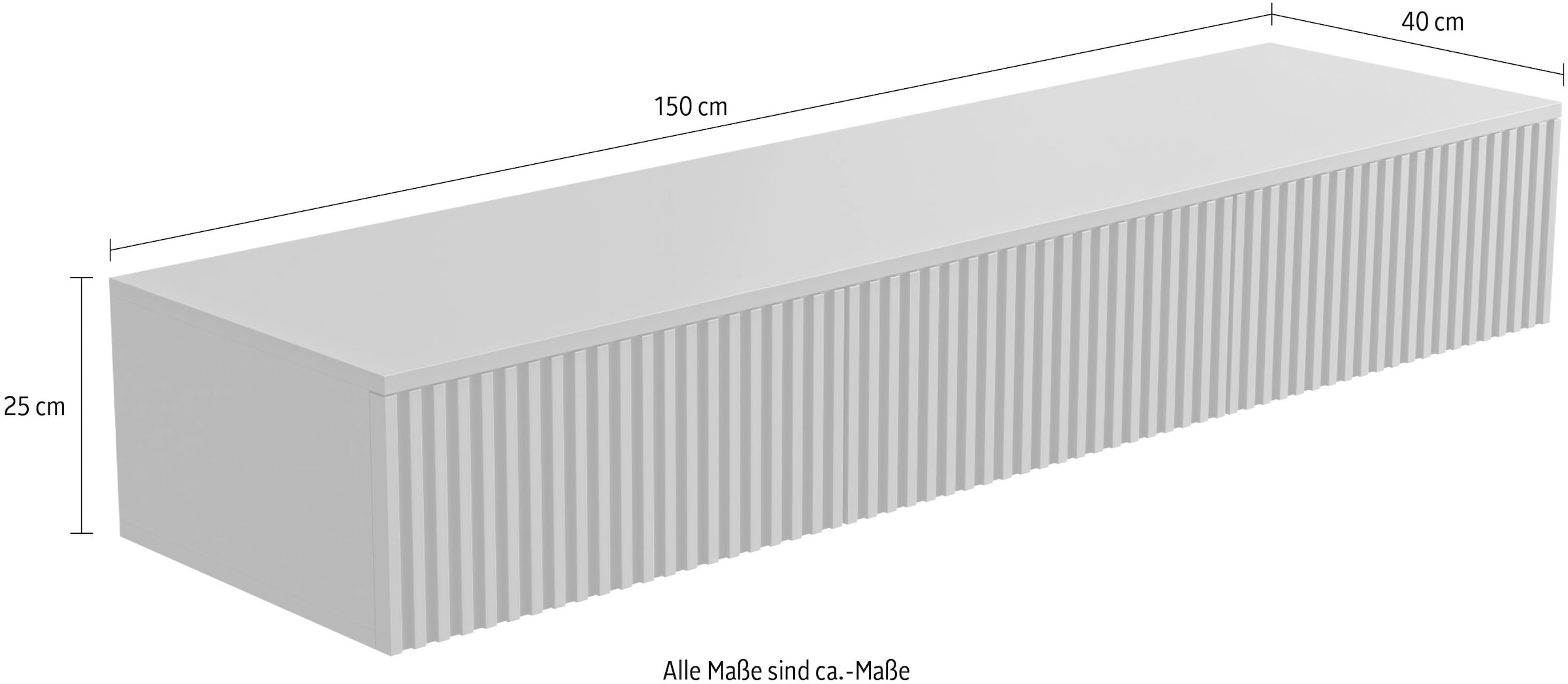 HBZ Table basse »Lowboard Lanai, hängend, mit moderner Rillenoptik« 1 cuis tlg. Largeur 150cm, revêtement mélaminé, ouverture par pression