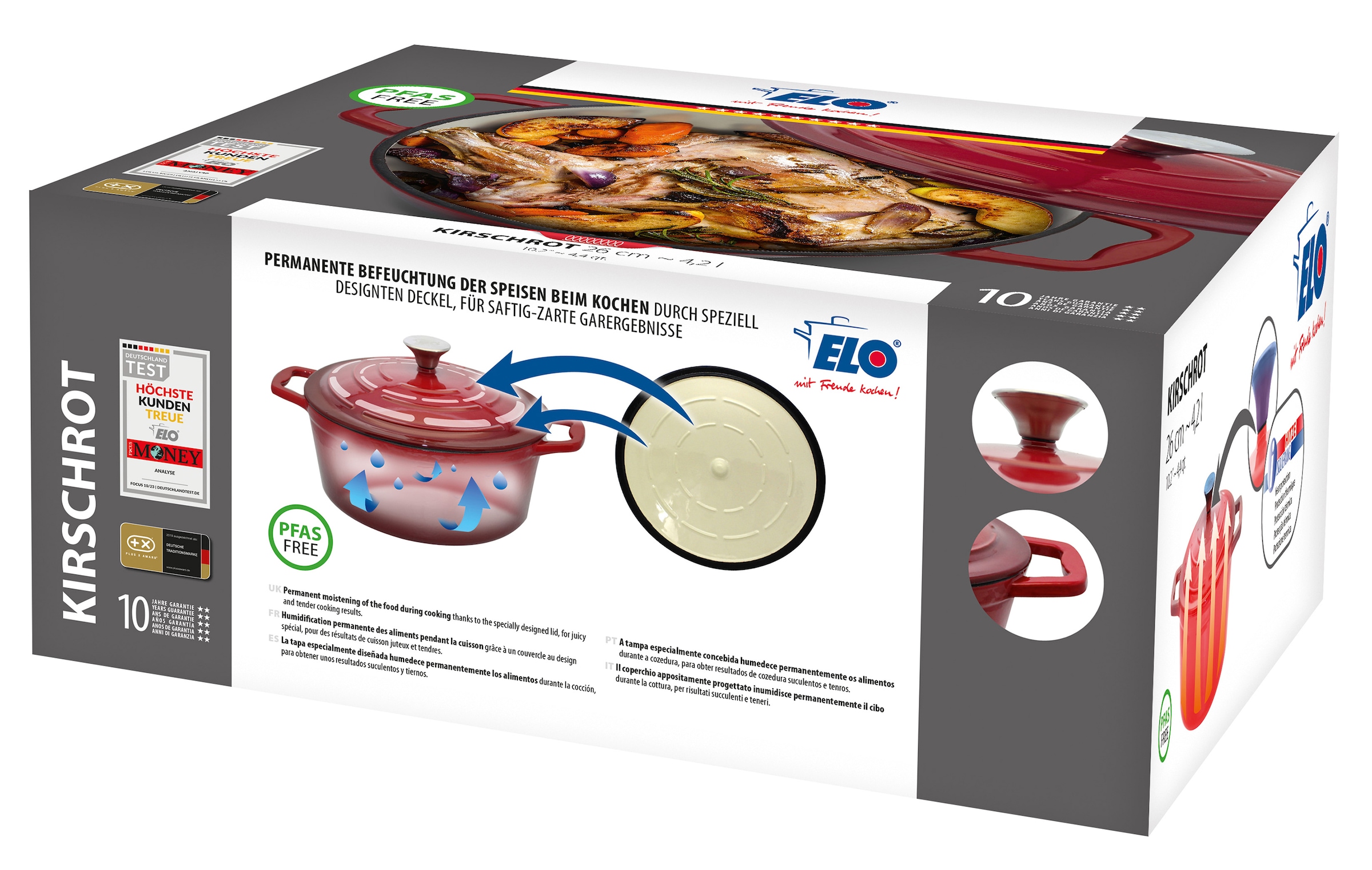Elo Rôtissoire »Kirschrot Gusseisen Topf 33 cm« Topf inkl. Deckel, 2 cuis tlg.