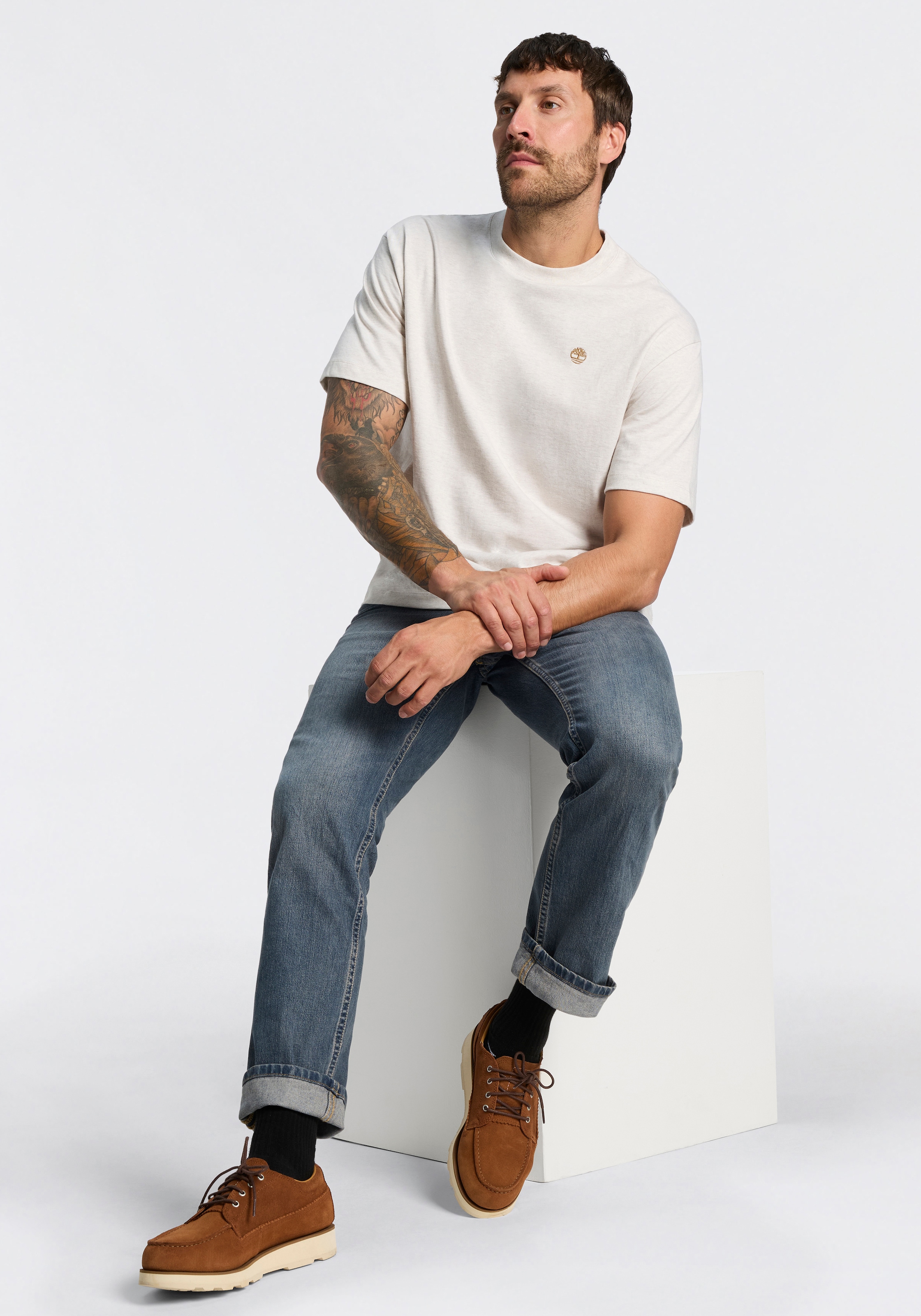 Timberland T-shirt »DUNSTAN RIVER - SS Tee (Relaxed)« avec col rond, en coton, manches courtes, longueur normale