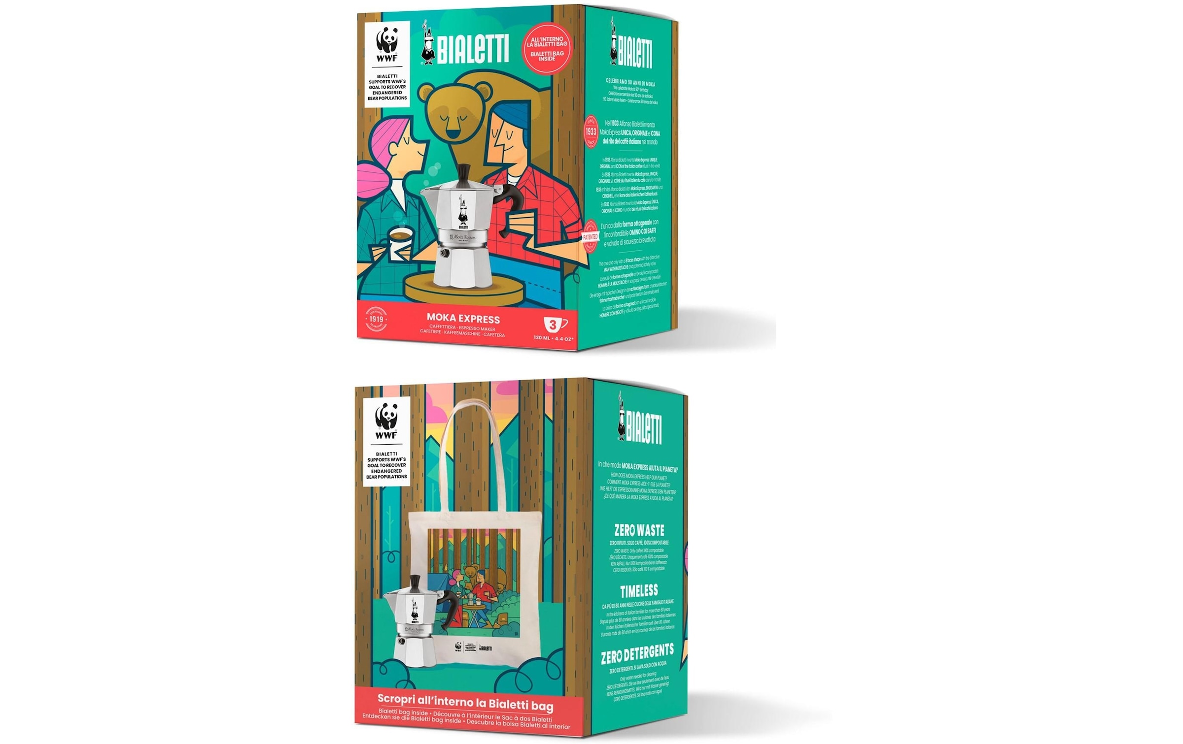 BIALETTI Espressokocher »Moka Express & Shopper 3 Silberfarben«
