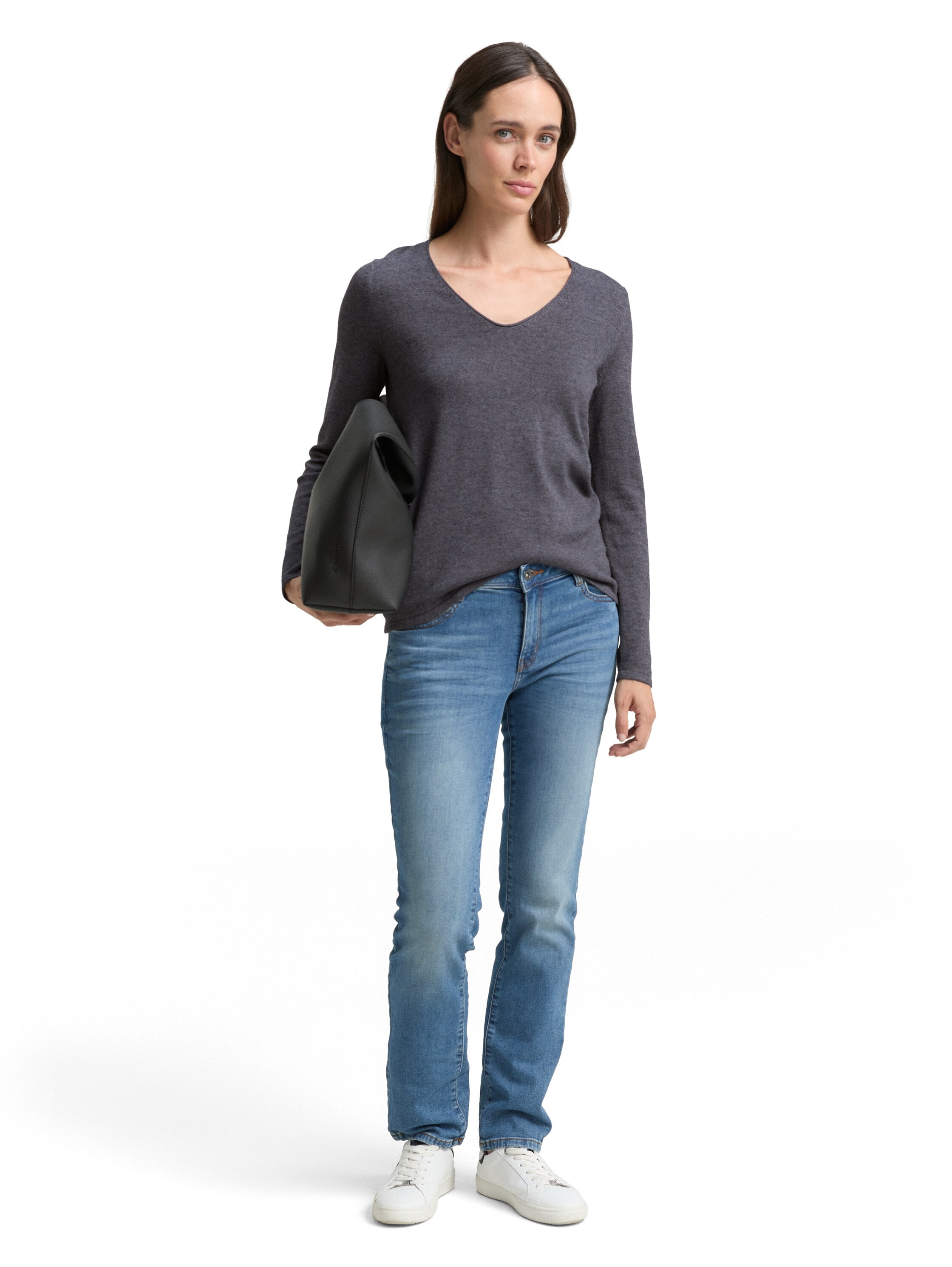 TOM TAILOR Pull col V aus Feinstrick