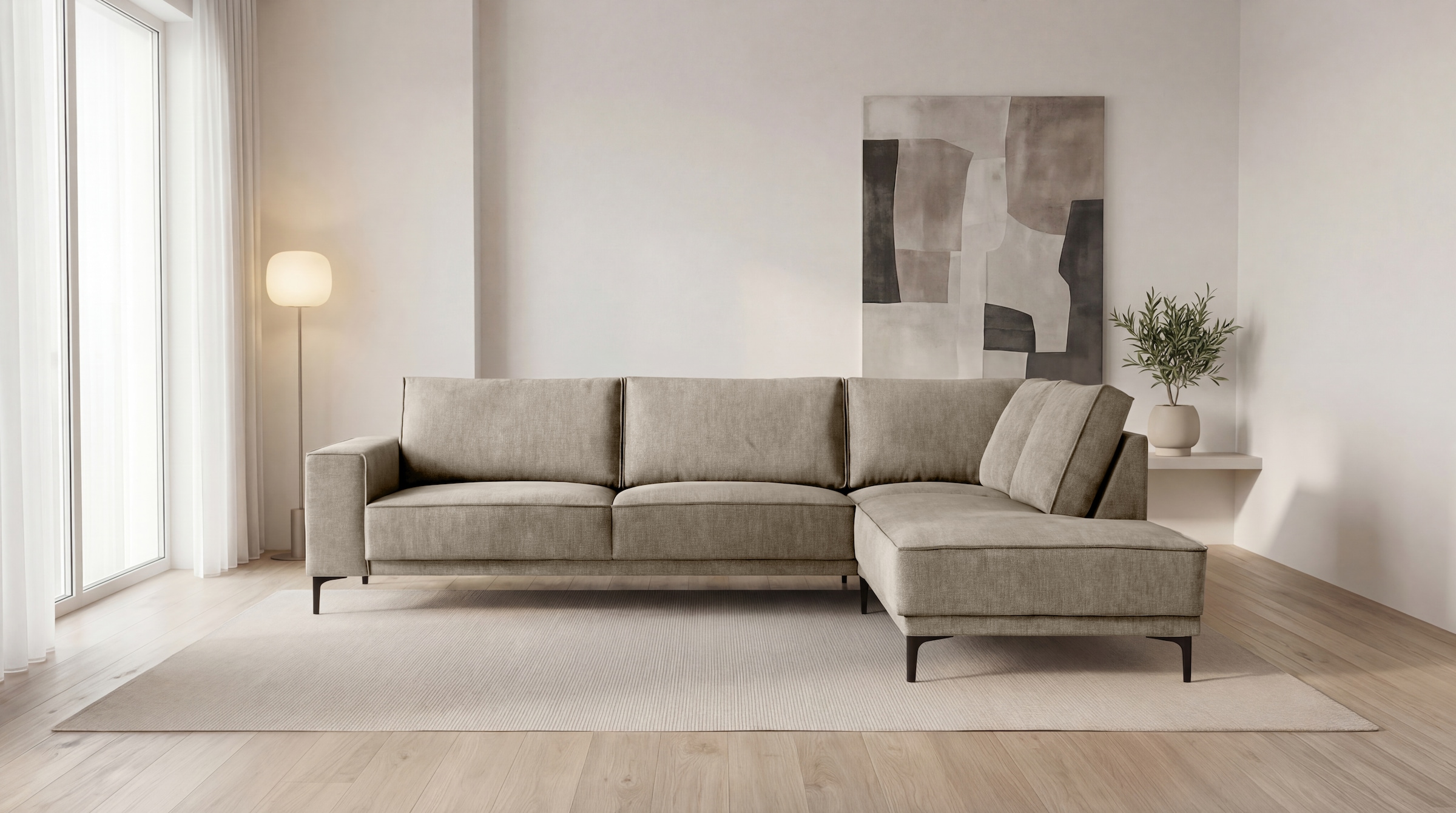 Home affaire Ecksofa »OLAND Bouclé L-Form, B: 289 cm, Skandi-Design« Struktur, Flachgewebe, Luxus-Microfaser, Boucle