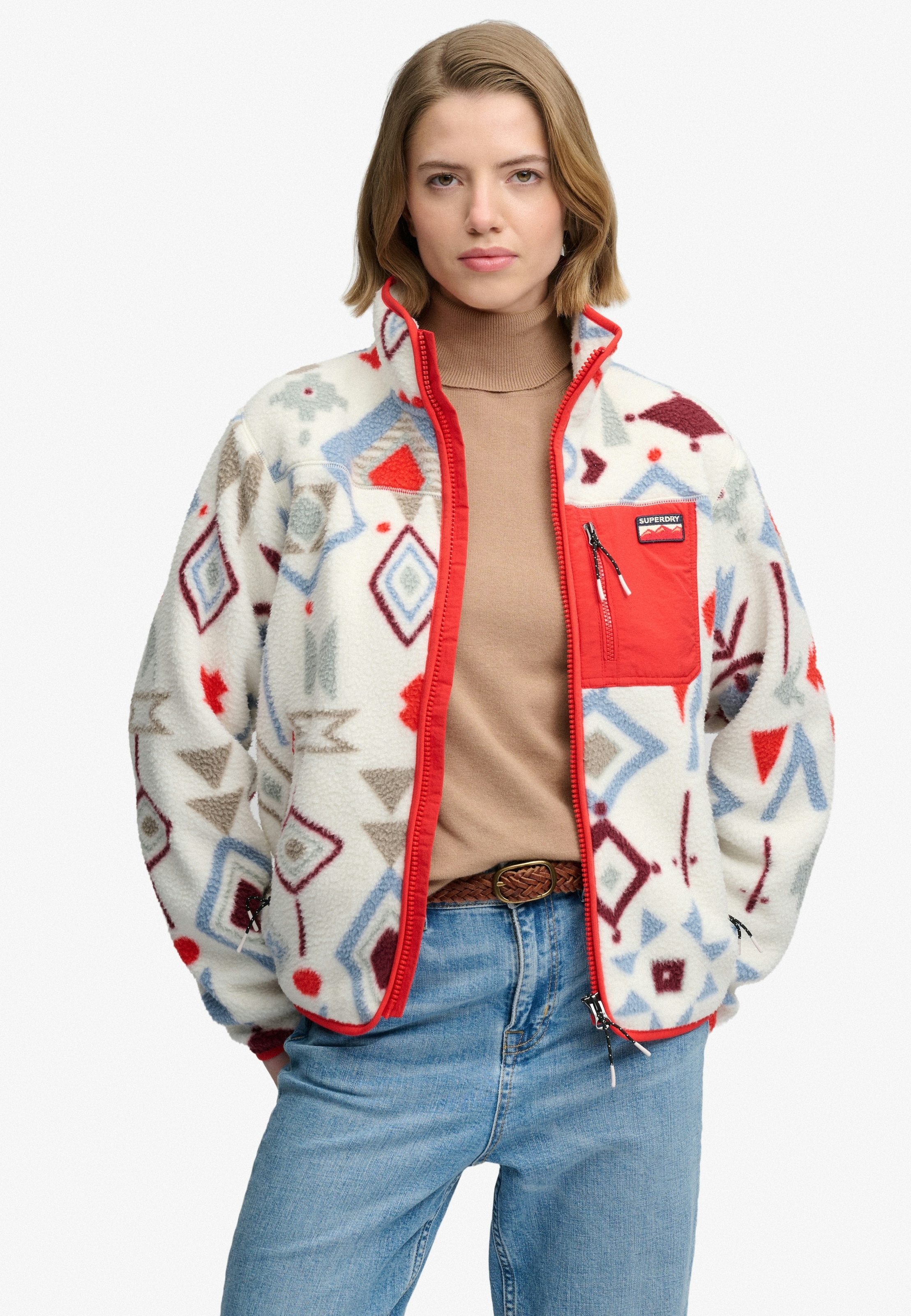 Superdry Veste polaire »OUTDOOR PRINTED ZIP FLEECE« coupe slim, col montant