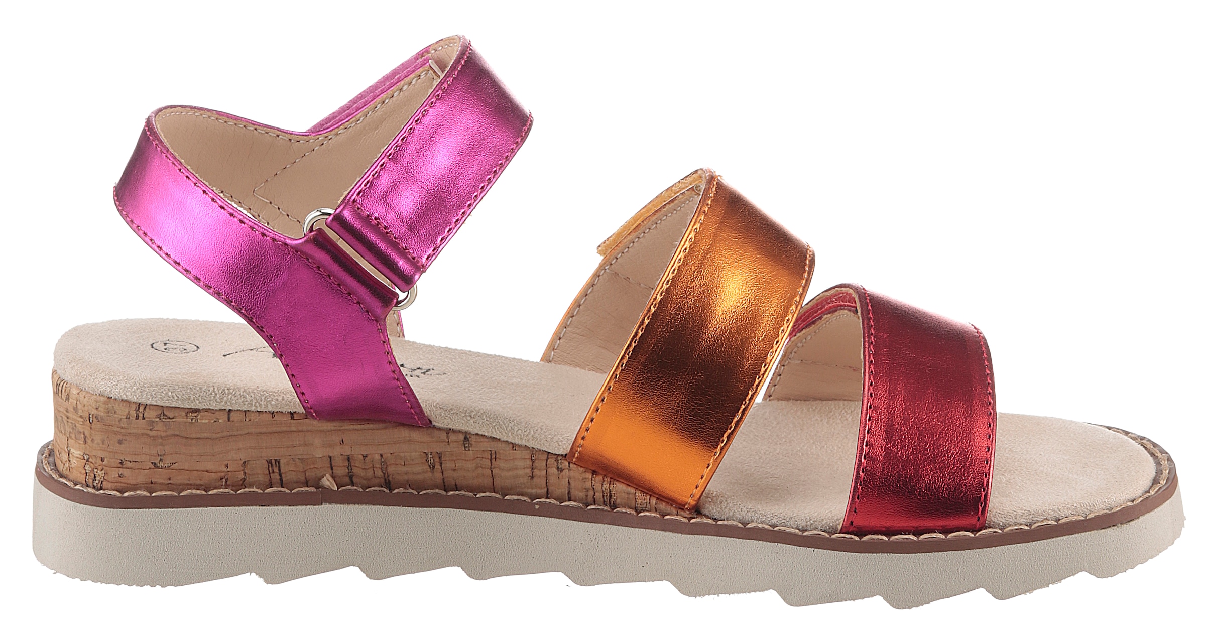 Aniston SHOES Keilsandalette, Sandale, Sommerschuh, Klettschuh, Metallic-Optik - NEUE KOLLEKTION