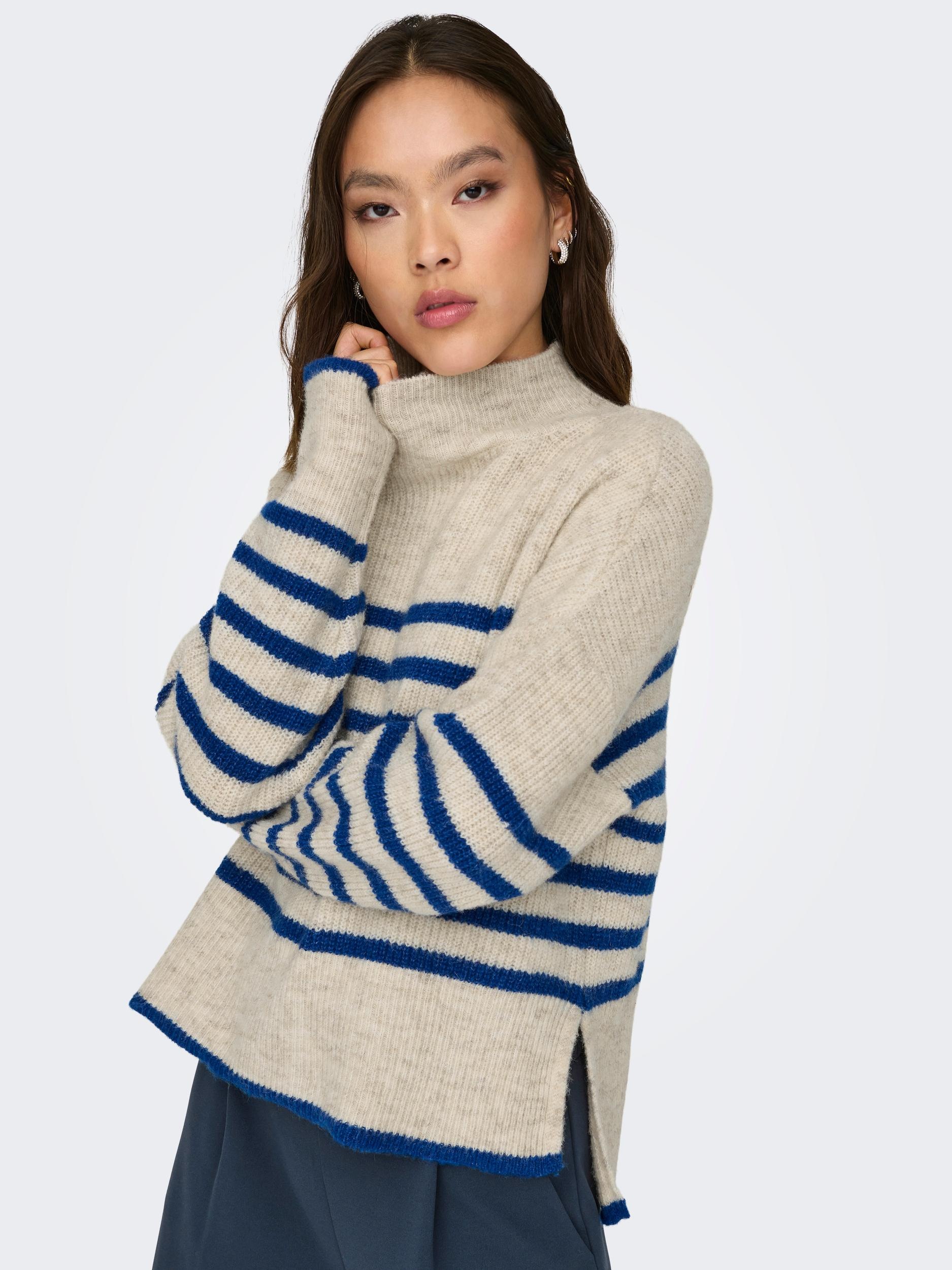 ONLY Strickpullover »ONLFRIDI LIFE LS STRIPE HIGH NECK KNT«