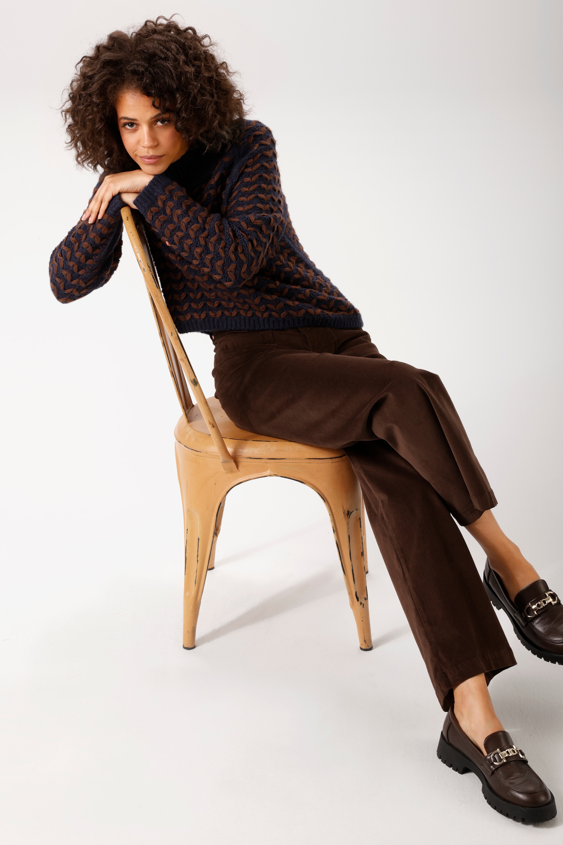Aniston CASUAL Pull en tricot effet 3D avec feuilles tricotées - NOUVELLE COLLECTION