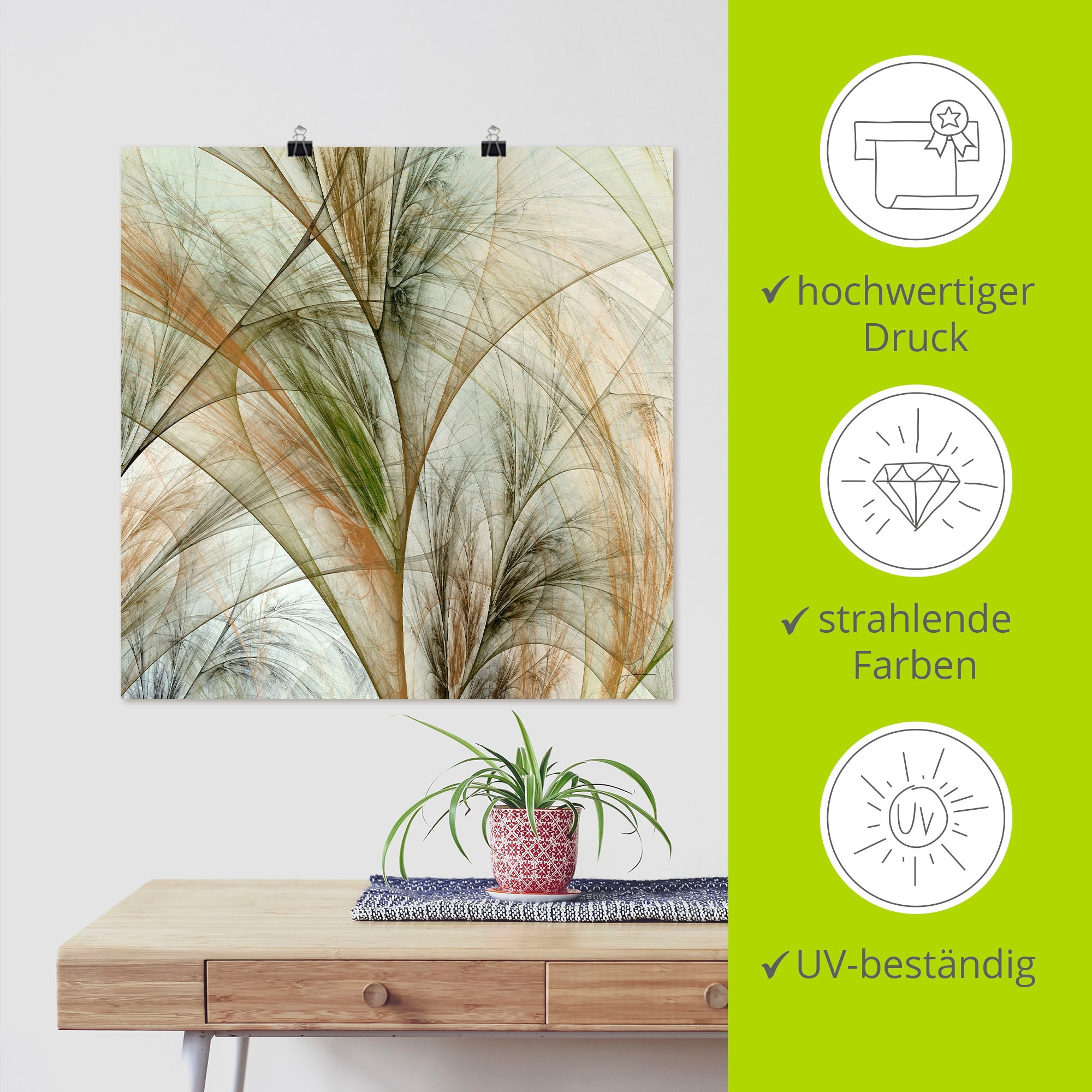 Artland Wandbild »Fraktales Gras IV«, Gräser, (1 St.), als Leinwandbild, Poster in verschied. Grössen