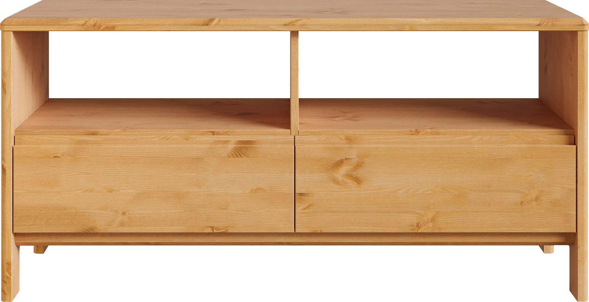 TV-Schrank »Luven«, aus Massivholz, Breite 114 cm, 2 Schubladen und 2 offenen Fächer