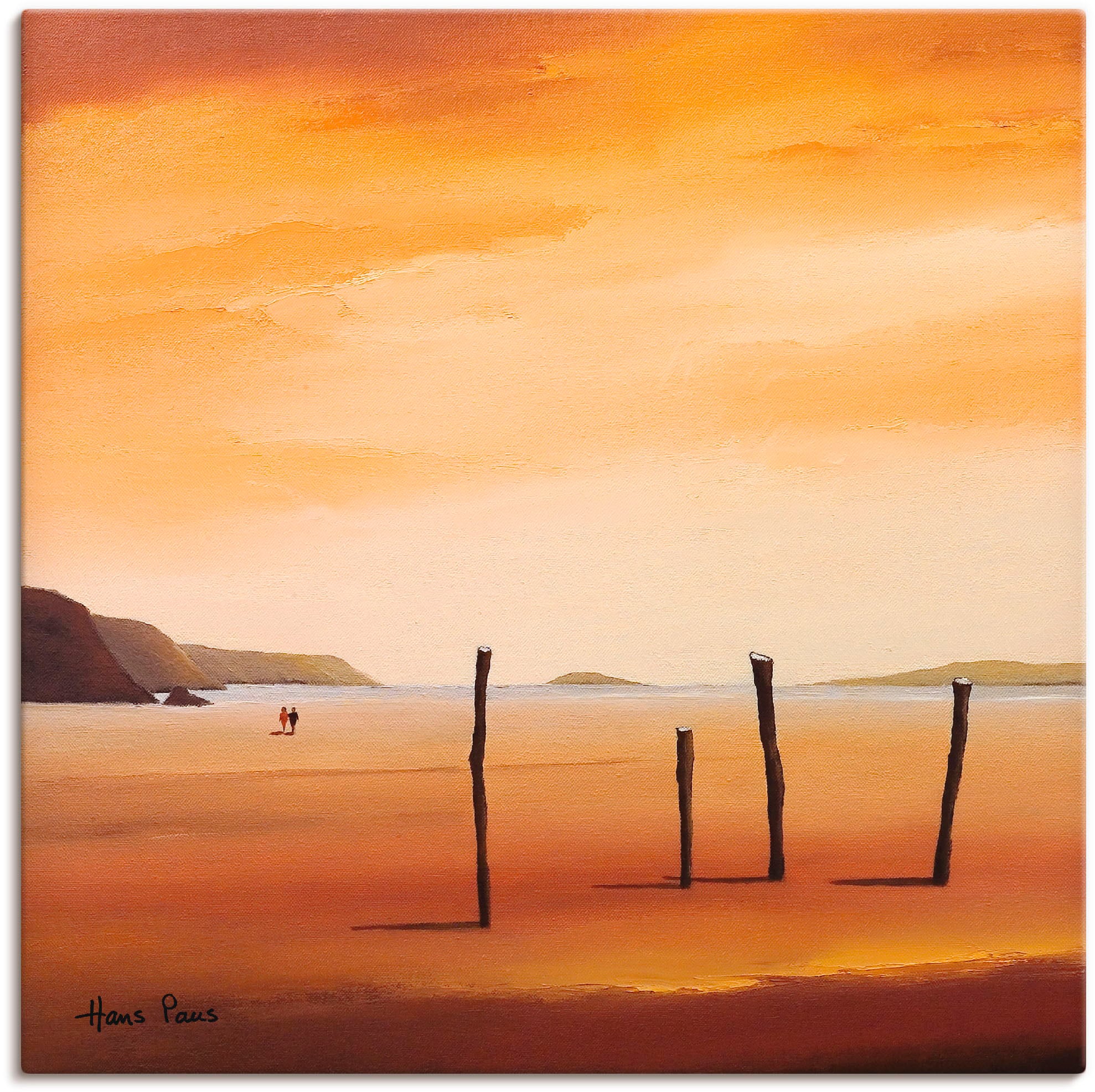 Image of Artland Leinwandbild "Abend II" Strand 1 Stk. tlg. auf Holzrahmen gespannt