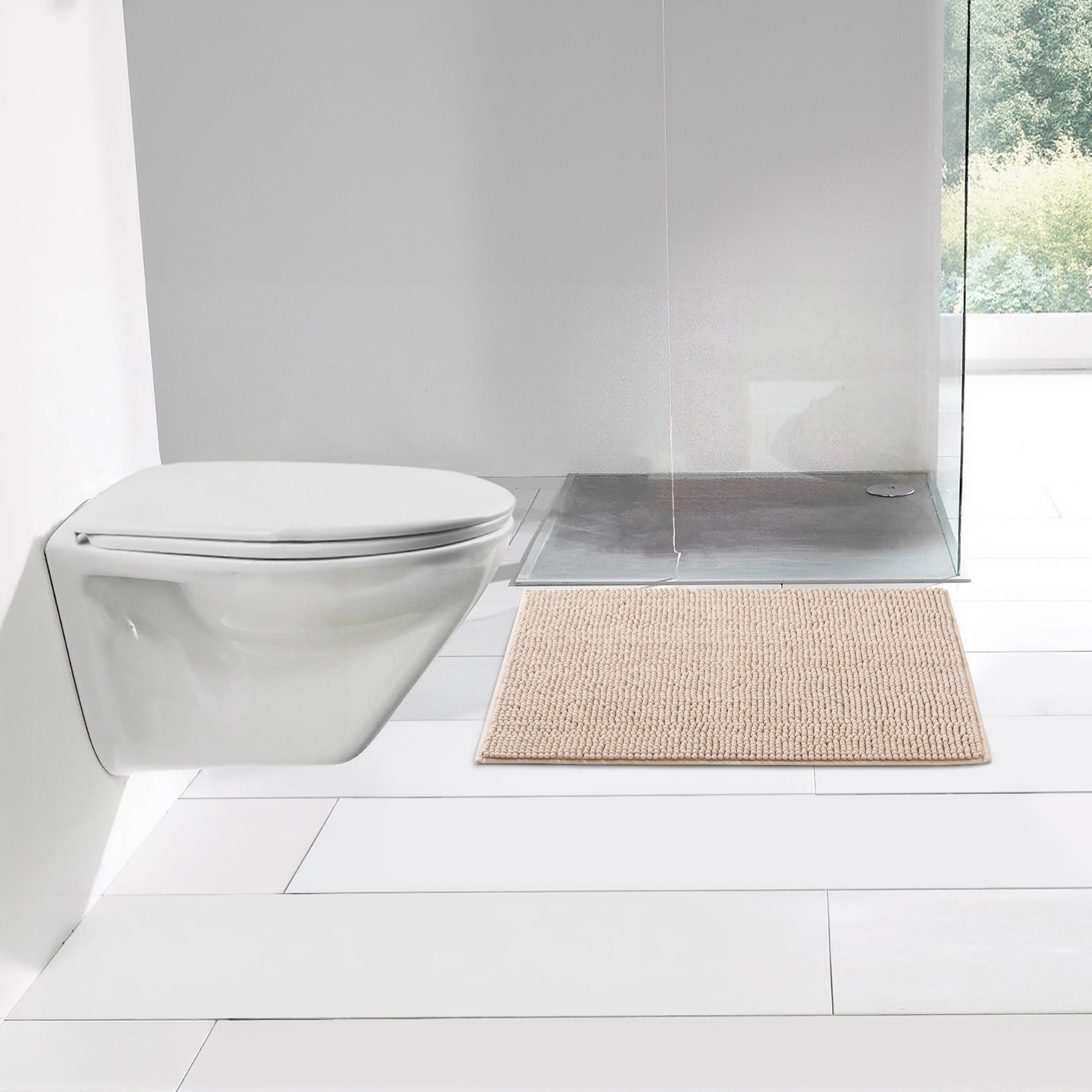 GOODproduct Tapis de bain »Vanessa Chenille, Badvorleger, Badezimmer Teppich, Duschvorleger« Höhe 15 mm Uni Farben, besonders weich