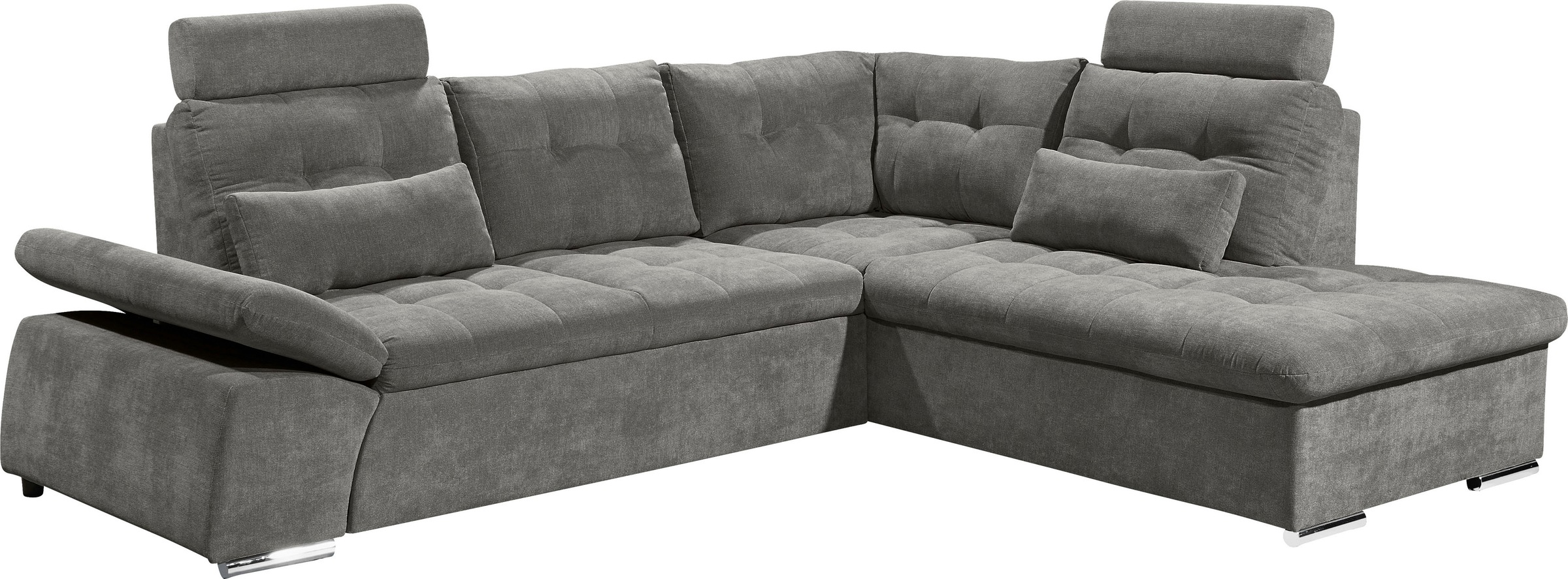 ED EXCITING DESIGN Ecksofa »Nalo L-Form«, mit Bettfunktion, Armteilverstellung, Kopfstützen & 2 Nierenkissen