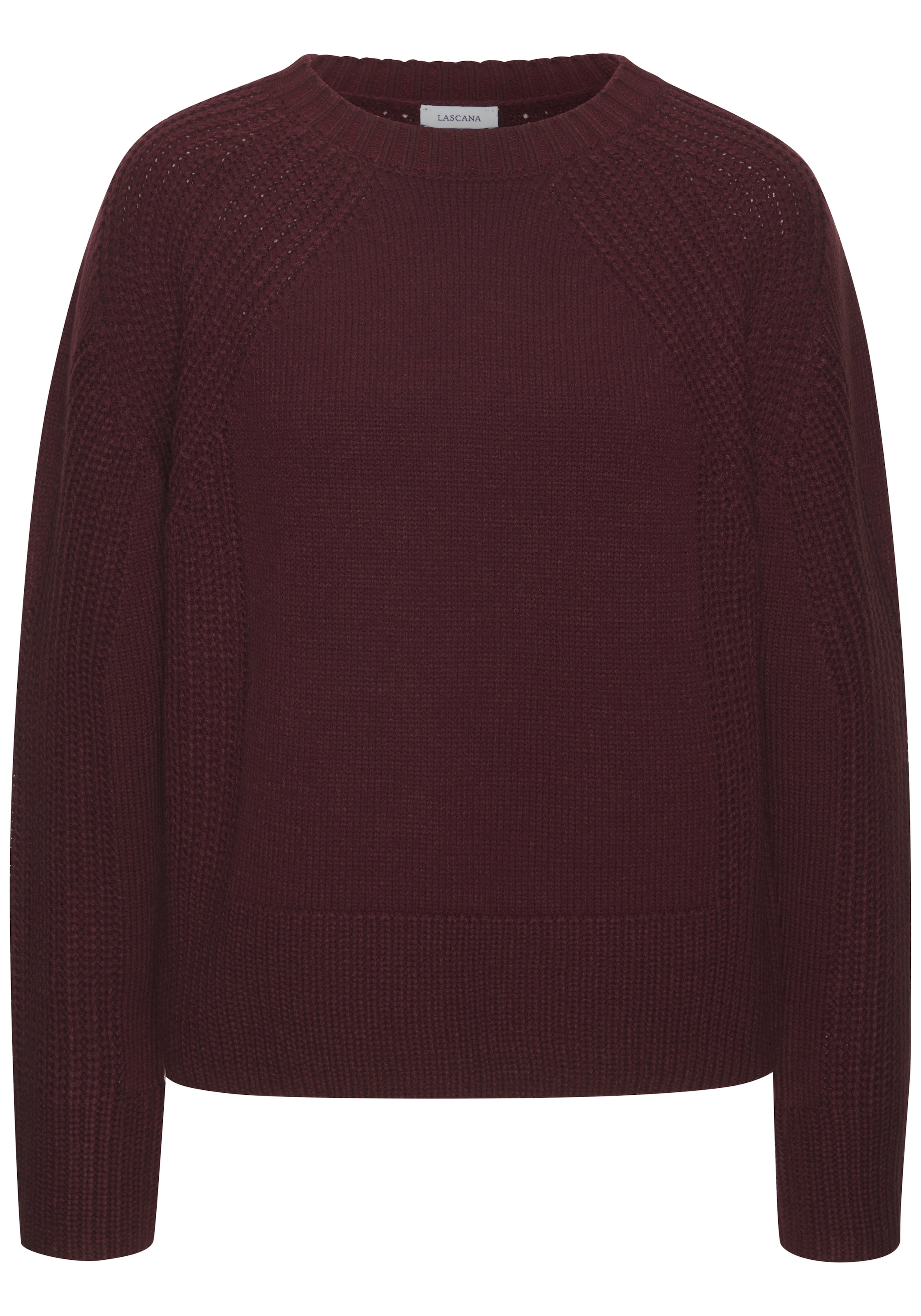 LASCANA Strickpullover, mit Grobstrick-Details, Damen Pullover mit Rundhals