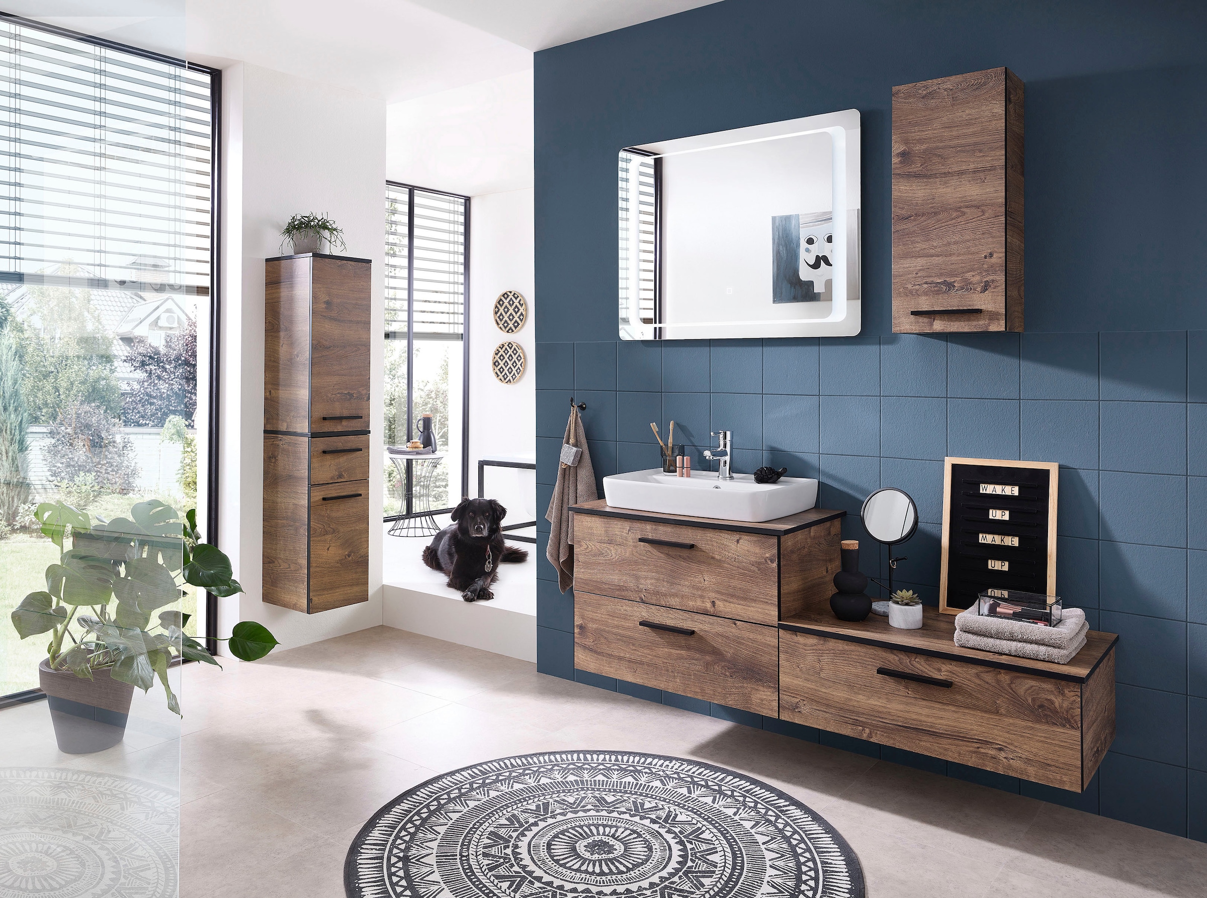 Saphir Armoire basse »Quickset 374 Badschrank mit 1 Klappe, inkl. Abdeckplatte« meuble sous lavabo, imitation chêne Ribbeck horizontal, 71 cm de large