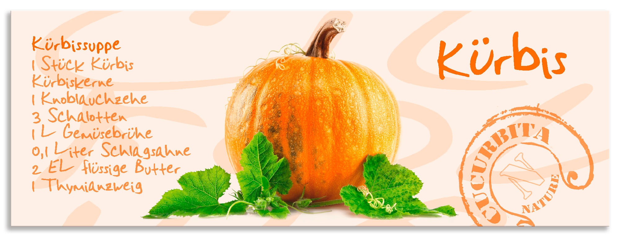 Image of Artland Küchenrückwand »Gelber Kürbis mit grünen Blättern«, (1 tlg.), selbstklebend in vielen Grössen - Spritzschutz Küche hinter Herd u. Spüle als Wandschutz vor Fett, Wasser u. Schmutz - Rückwand, Wandverkleidung aus Alu bei Ackermann Versand Schweiz