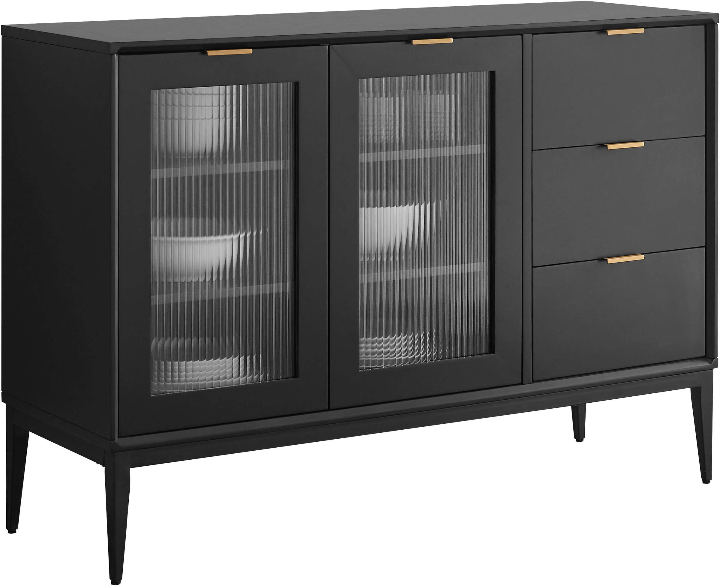 Image of GOODproduct Sideboard "Lavisha" FSC-zertifiziertes Holz kombiniert Melamin, verchromten Metallgriffen